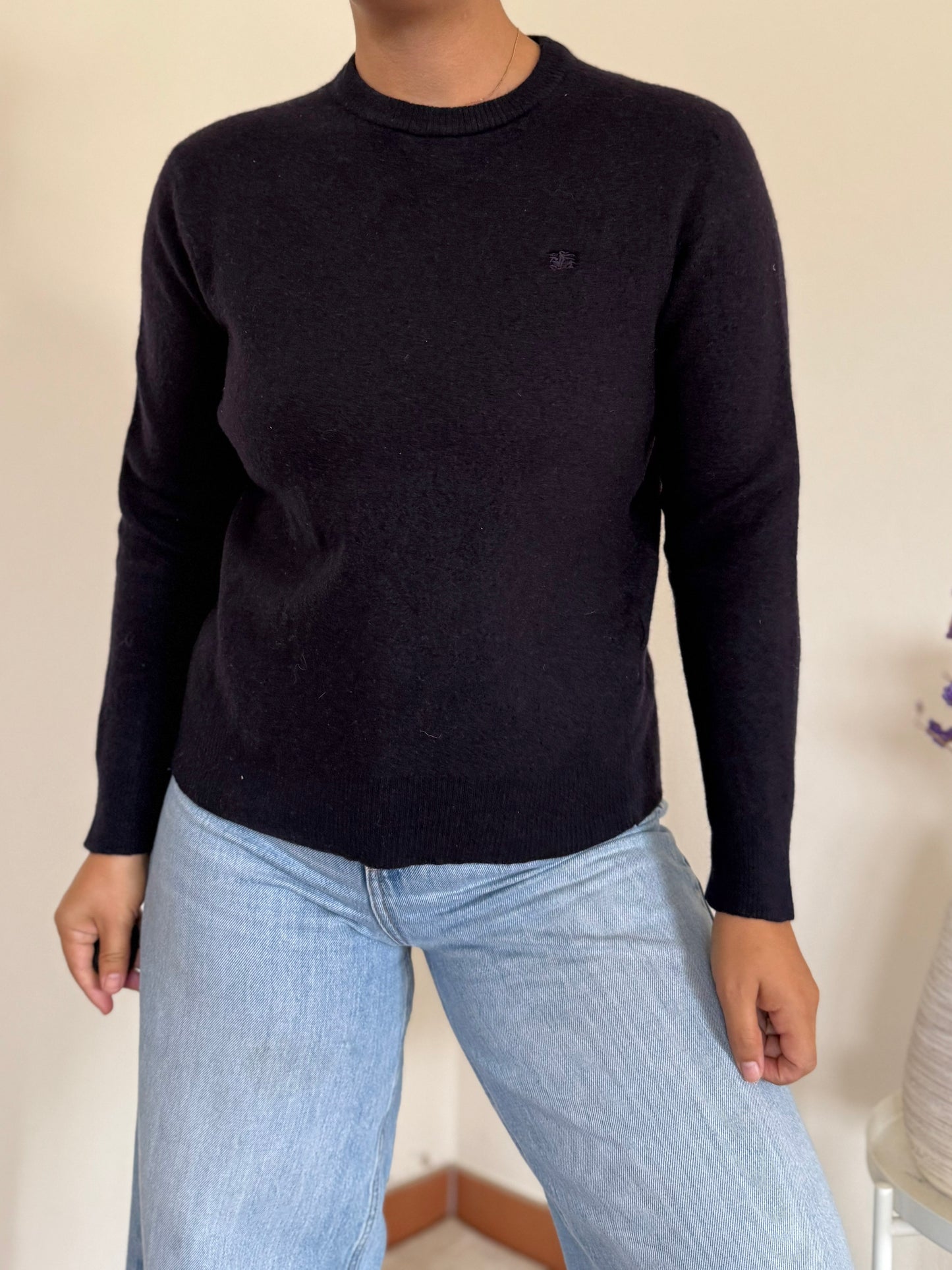 Burberry V-neck Knit Sweater em lã