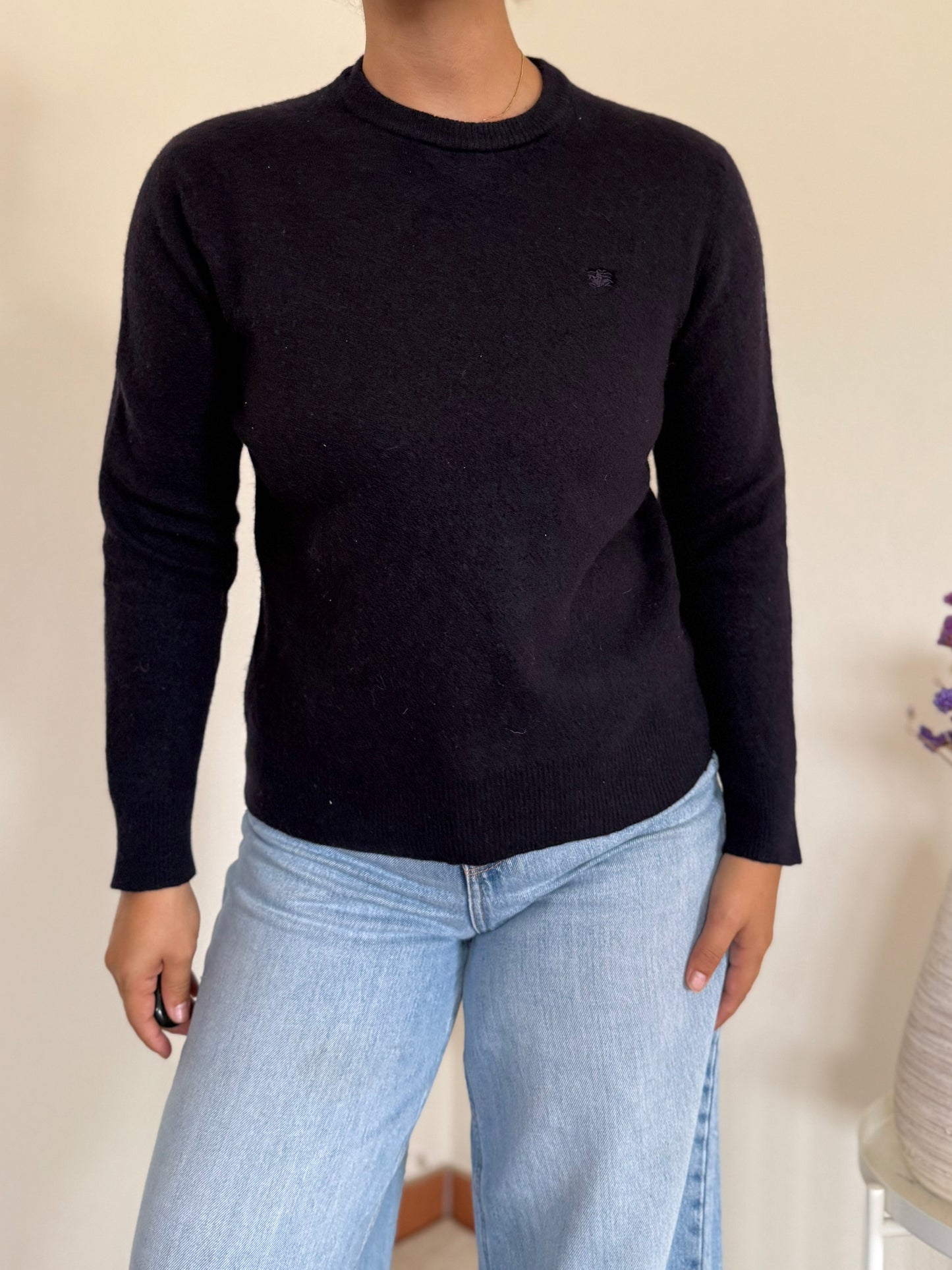 Burberry V-neck Knit Sweater em lã