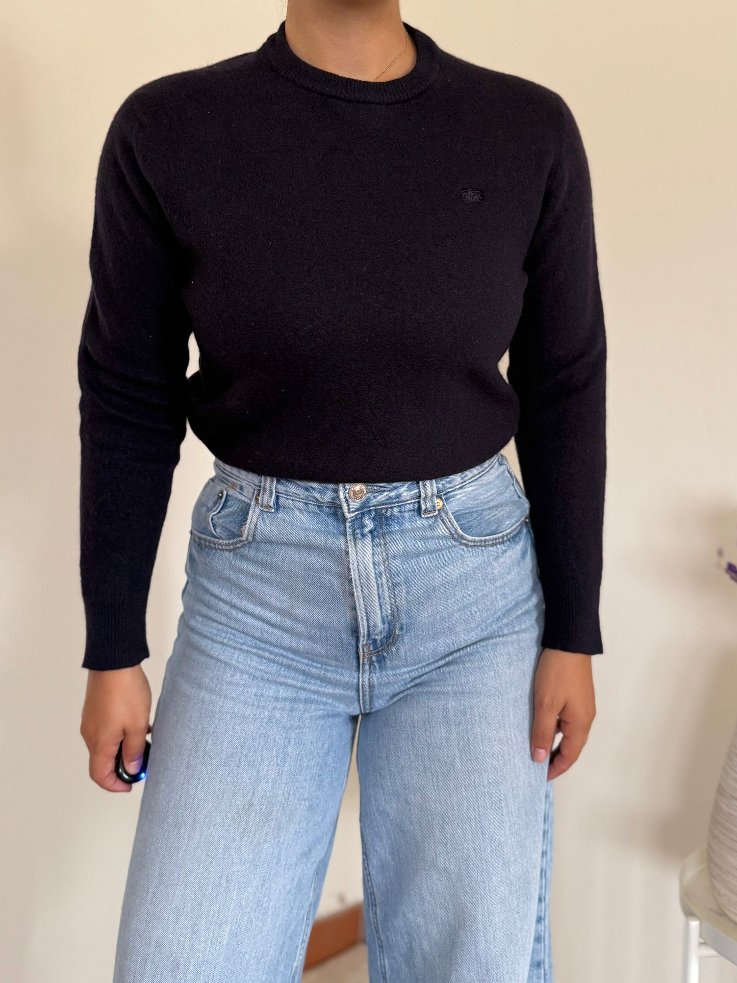 Burberry V-neck Knit Sweater em lã