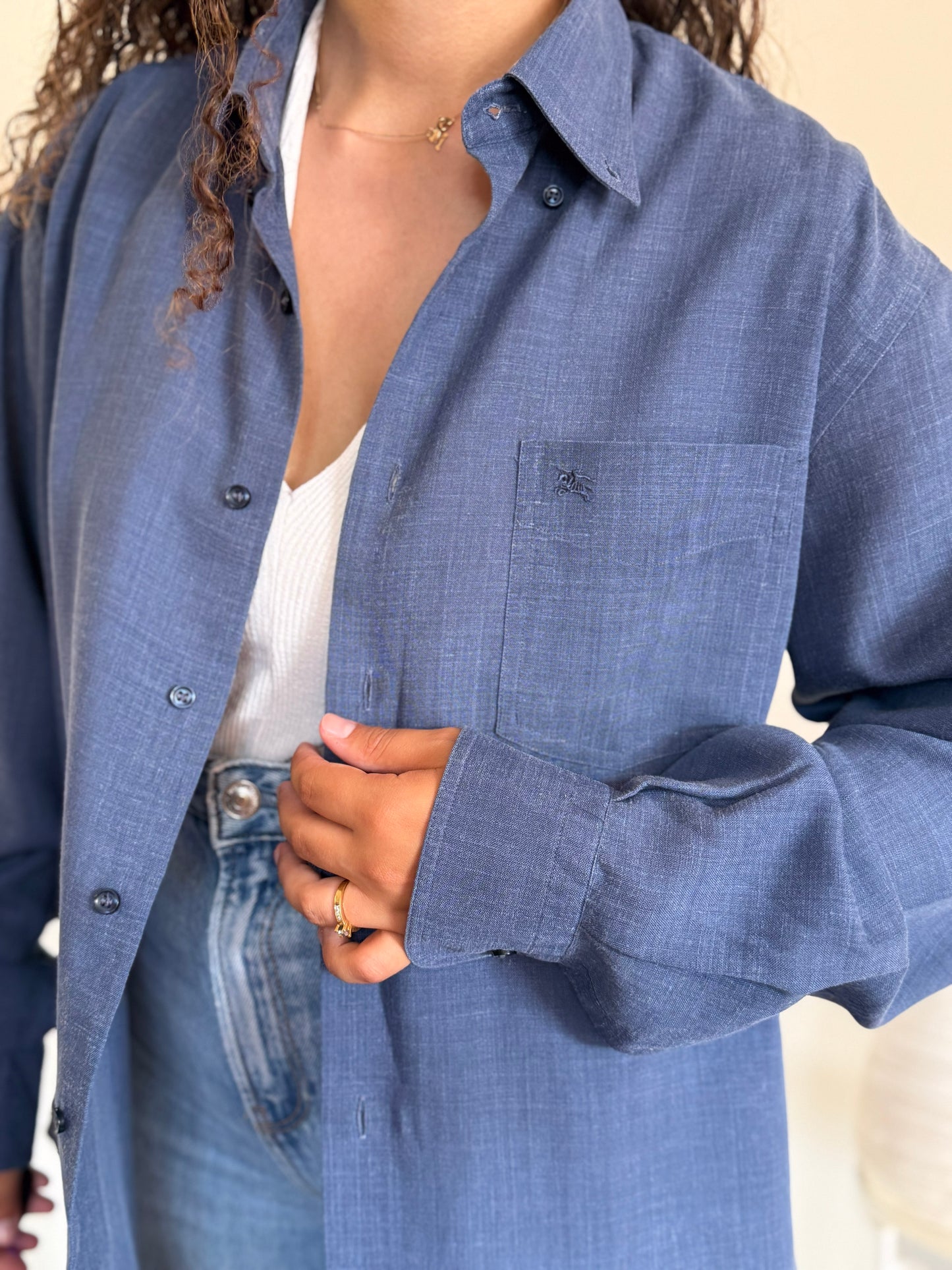 Camisa Burberry 40% linho