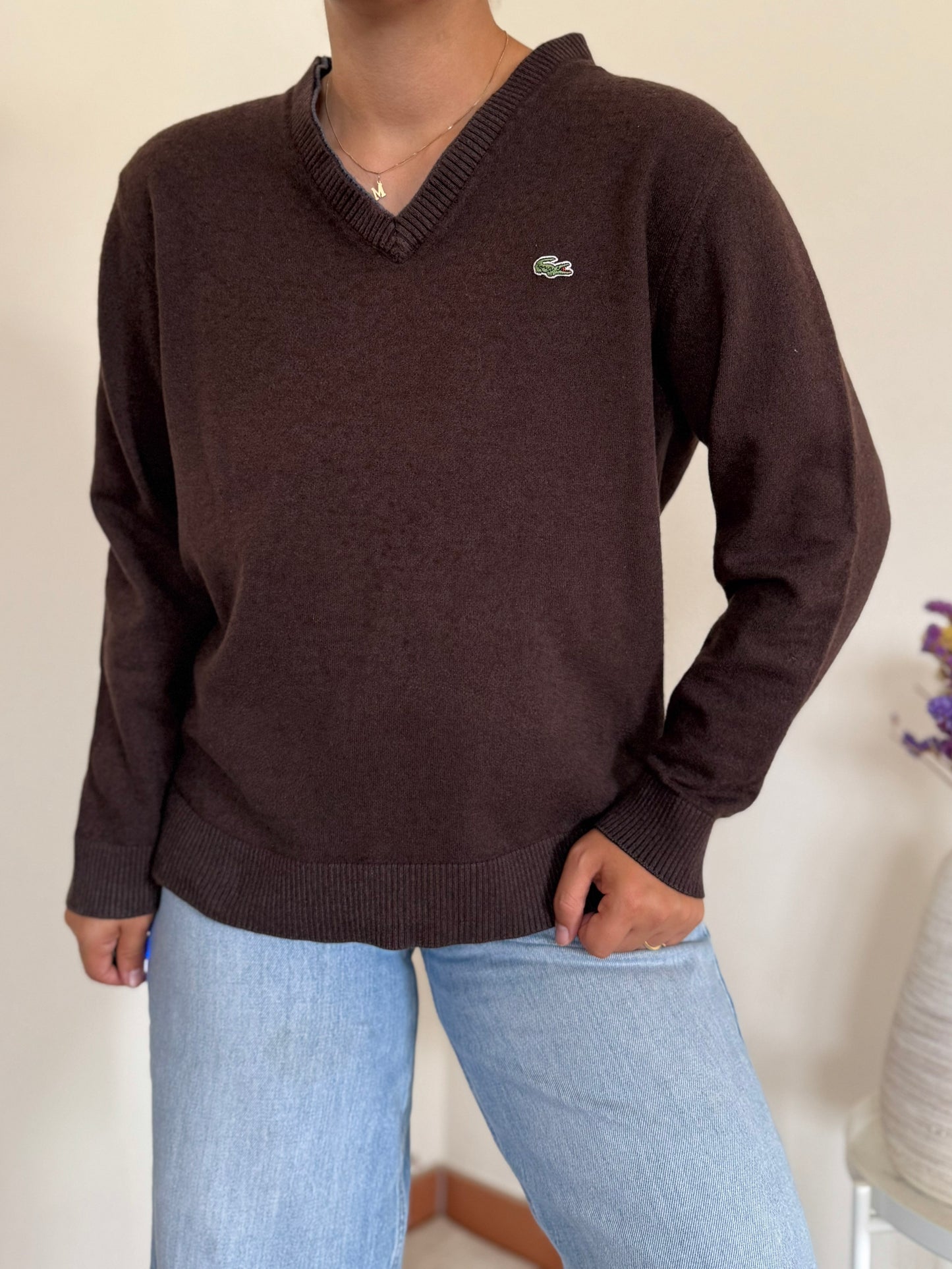 Lacoste V-Neck Knit Sweater 35% Wool
