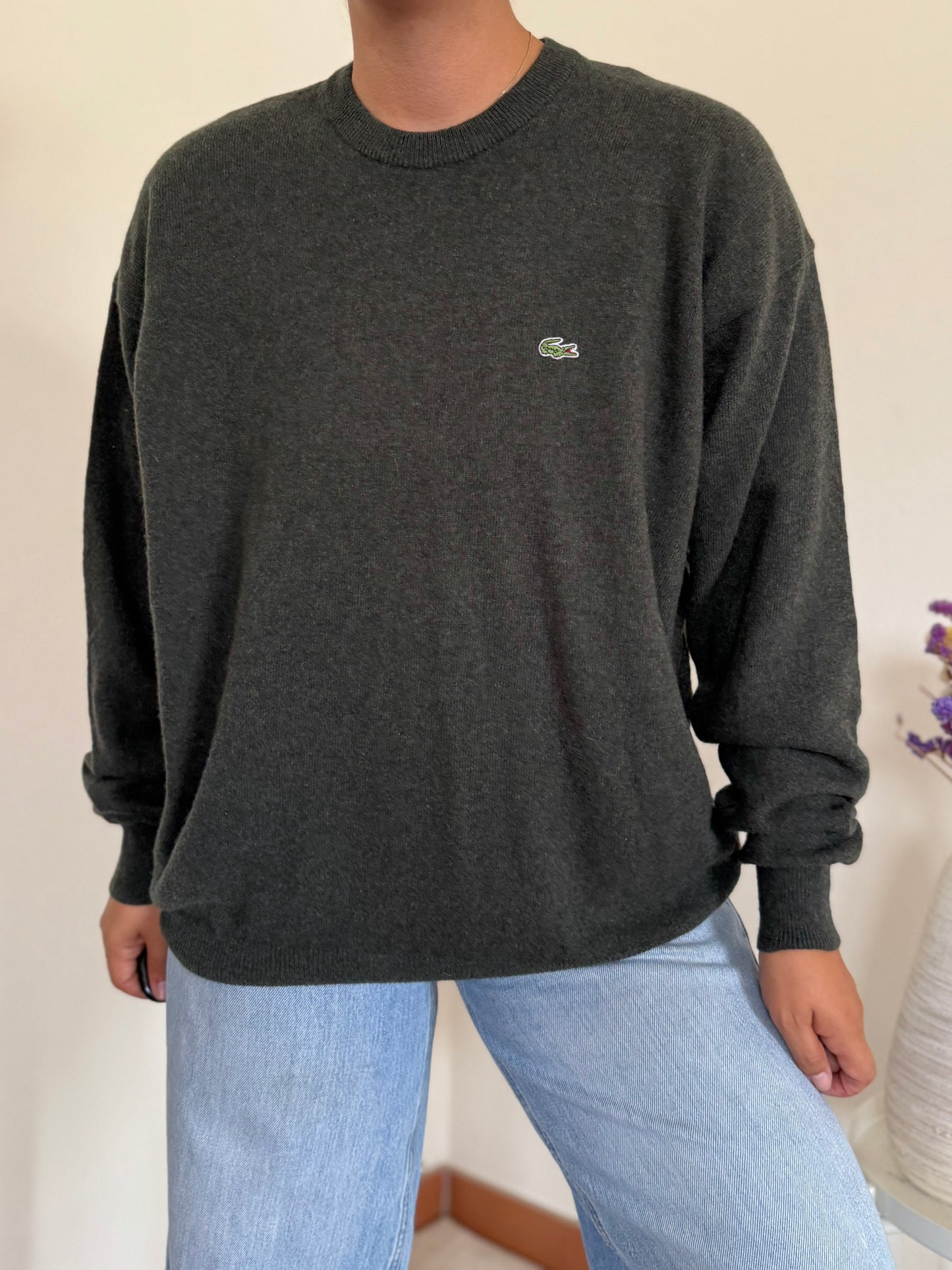 Lacoste Round Neck Knit Sweater 80% Wool