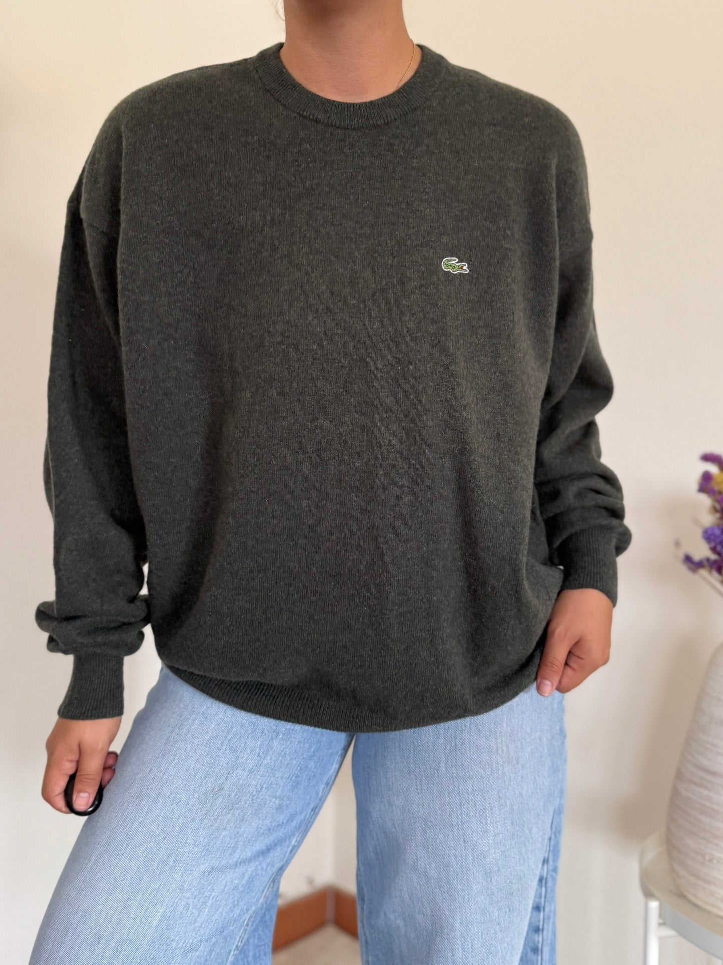 Lacoste Round Neck Knit Sweater 80% Wool