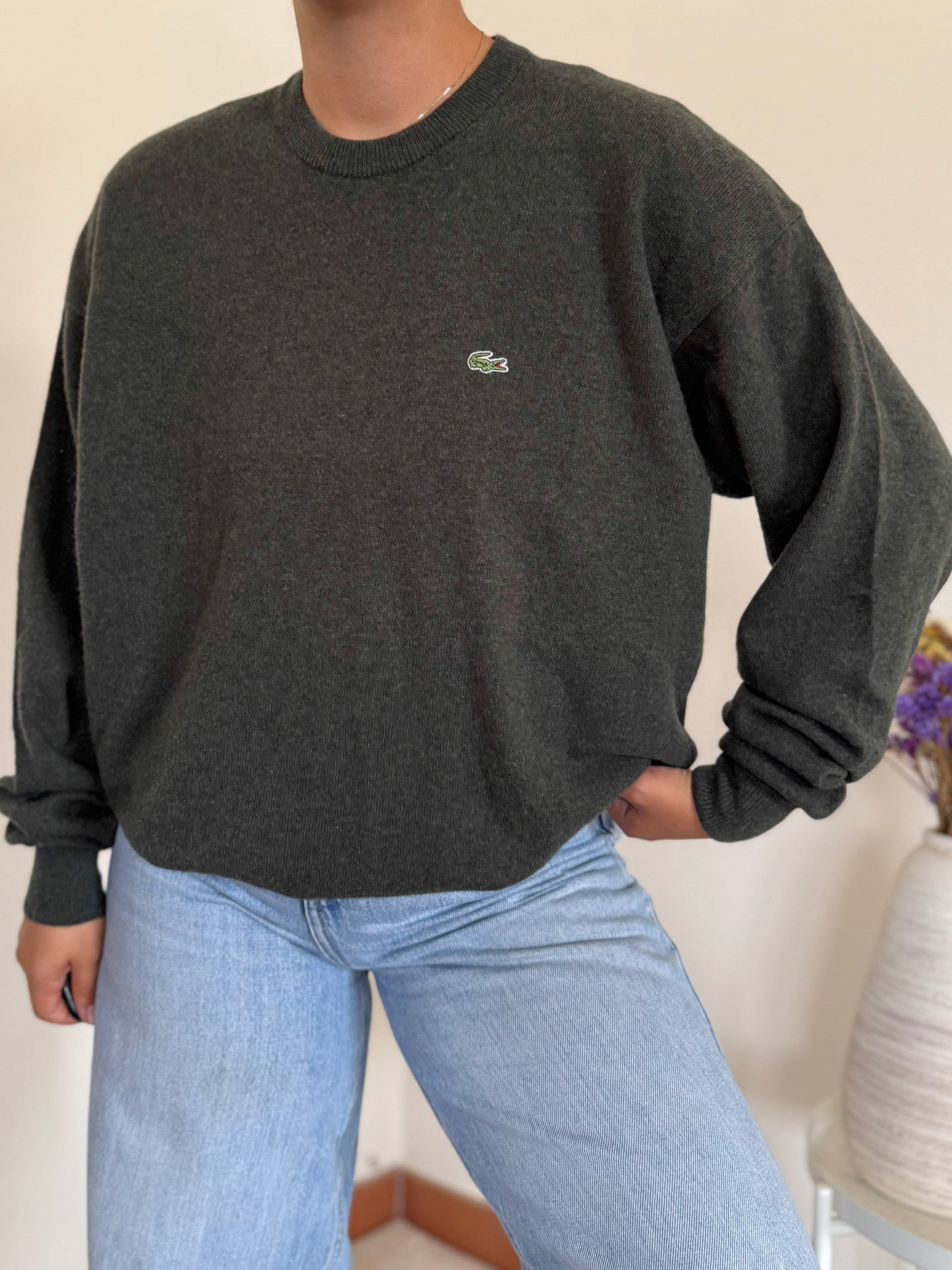 Lacoste Round Neck Knit Sweater 80% Wool
