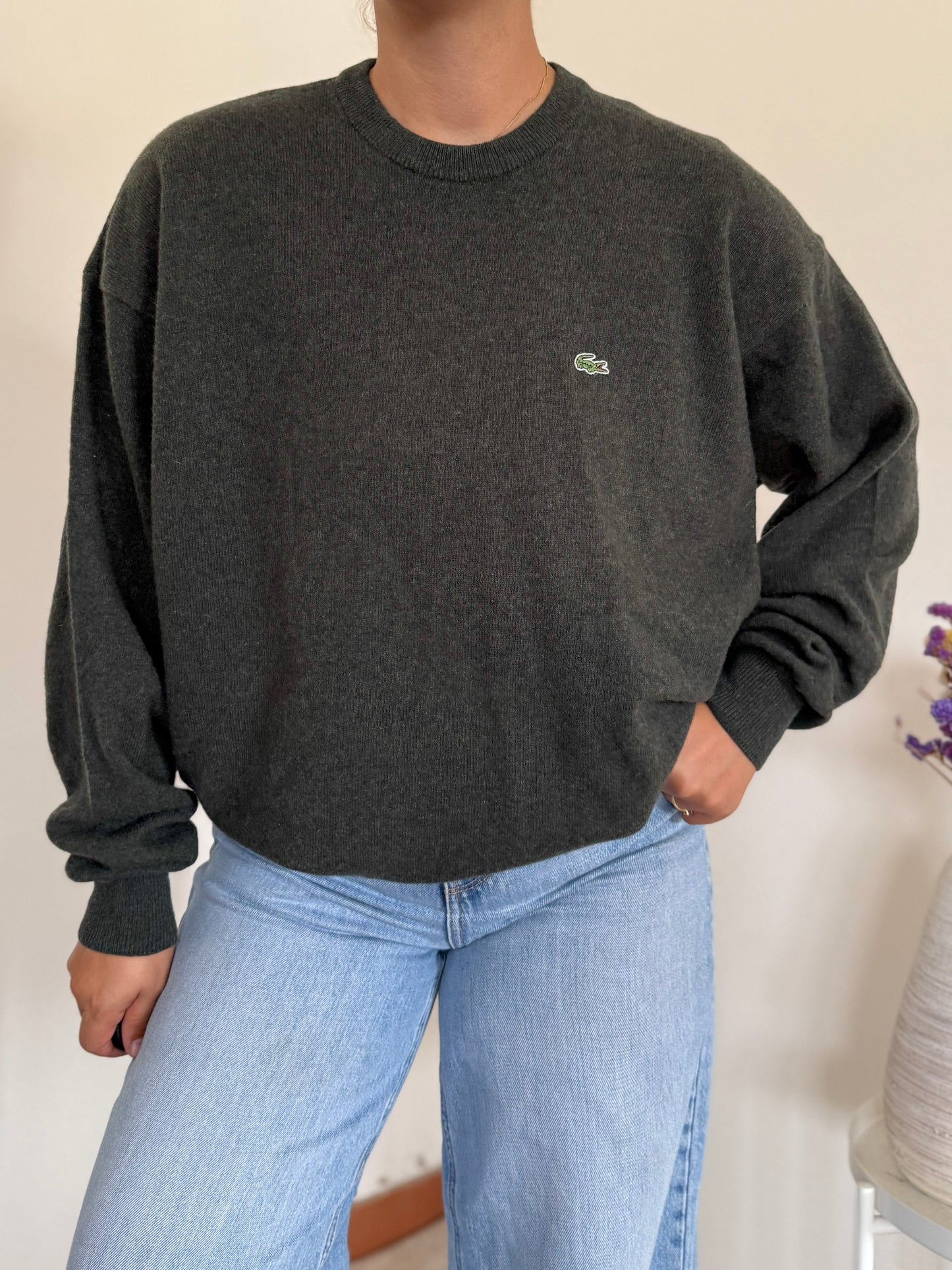 Lacoste Round Neck Knit Sweater 80% Wool