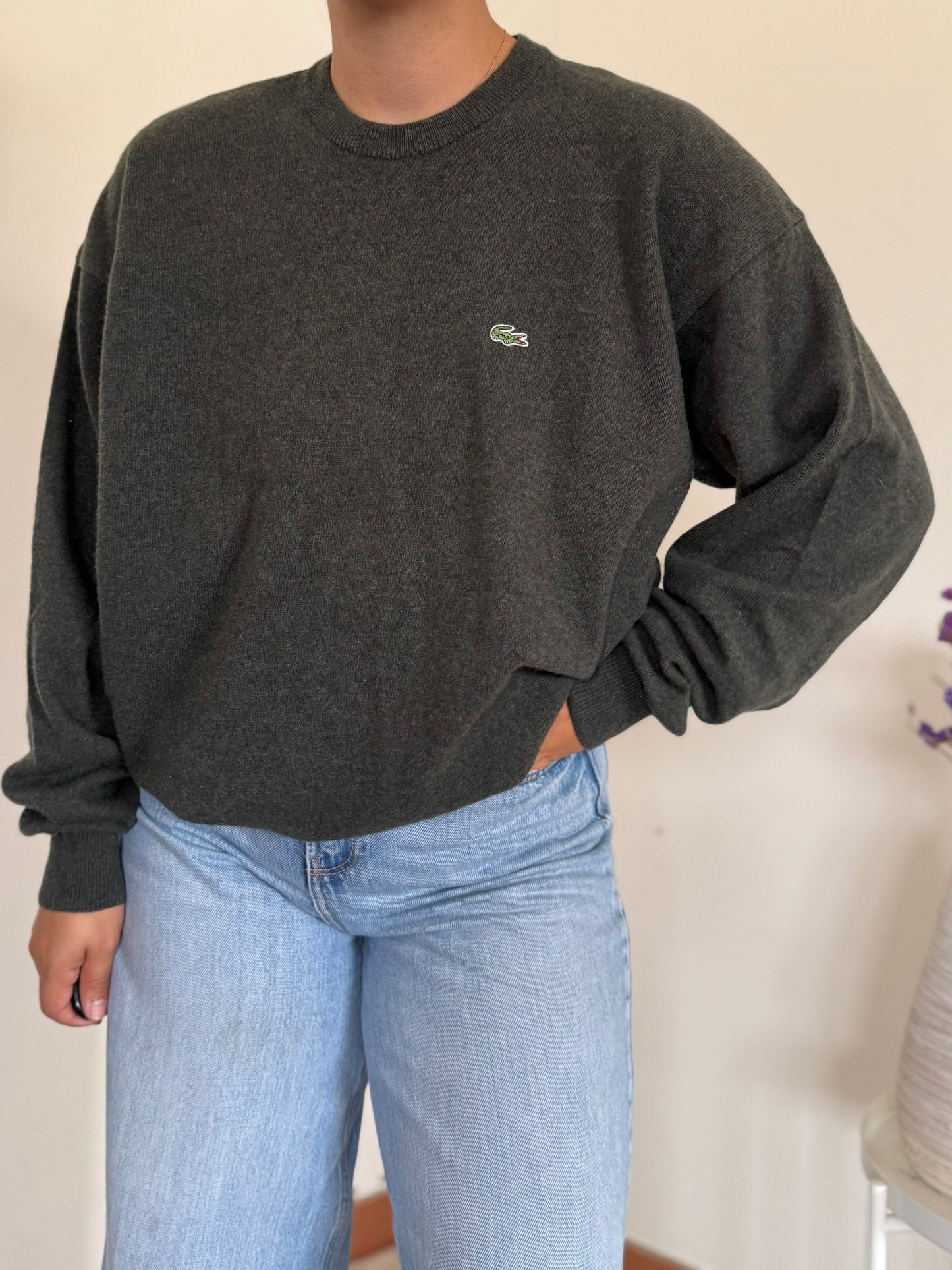 Lacoste Round Neck Knit Sweater 80% Wool