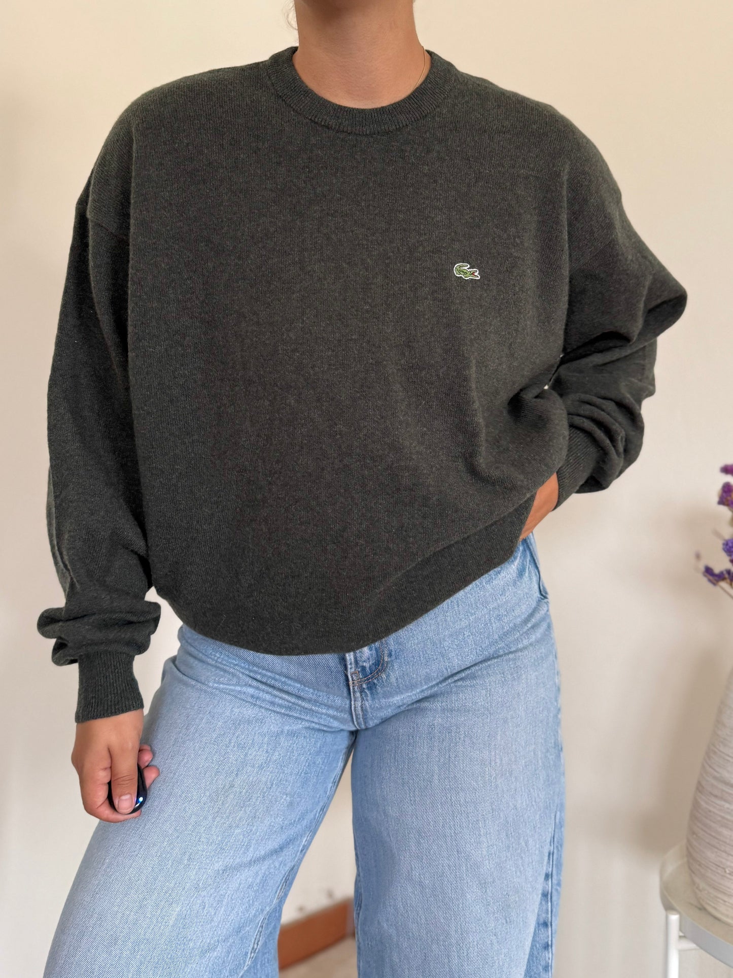 Lacoste Round Neck Knit Sweater 80% Wool
