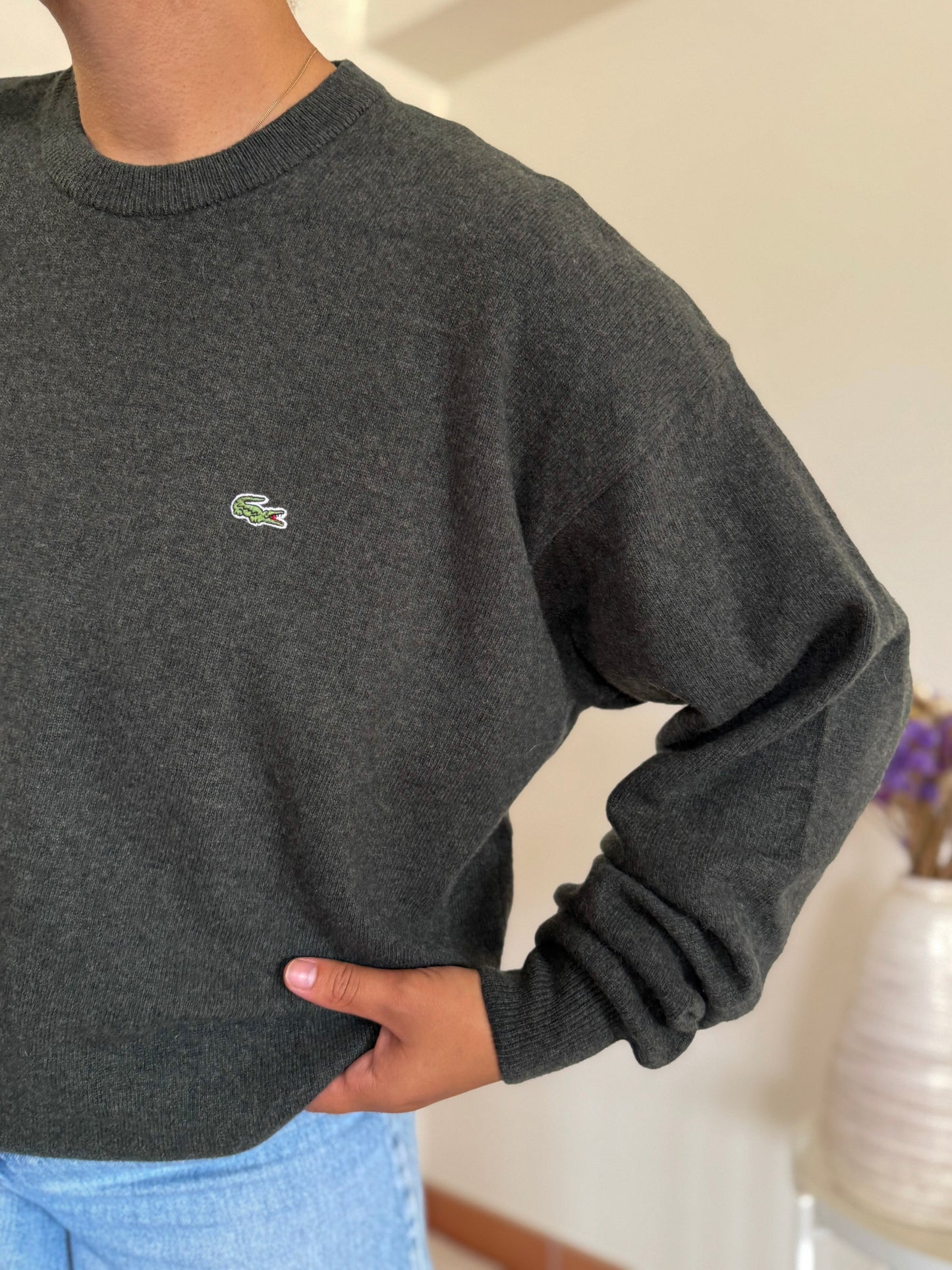 Lacoste Round Neck Knit Sweater 80% Wool