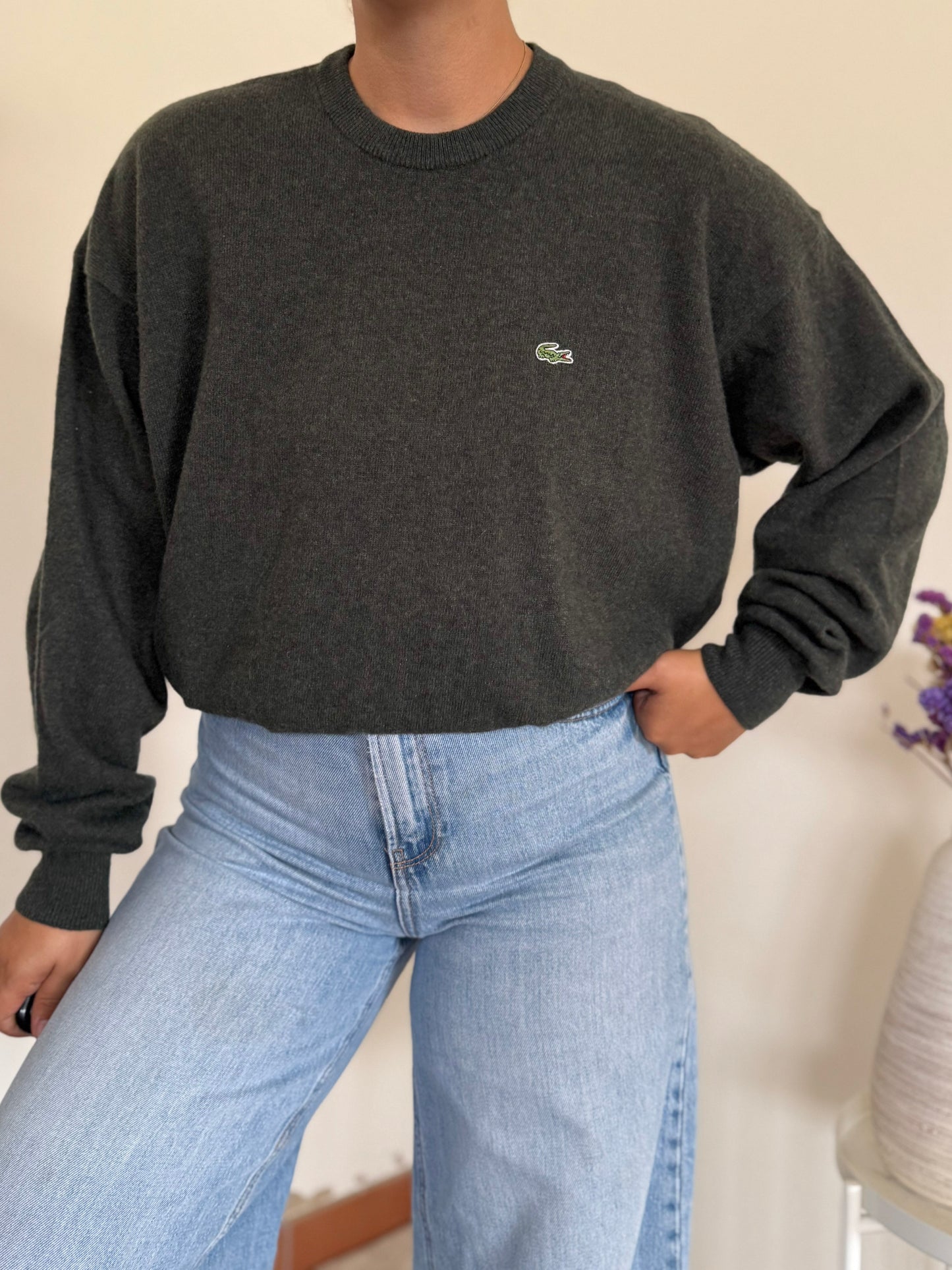 Lacoste Round Neck Knit Sweater 80% Wool