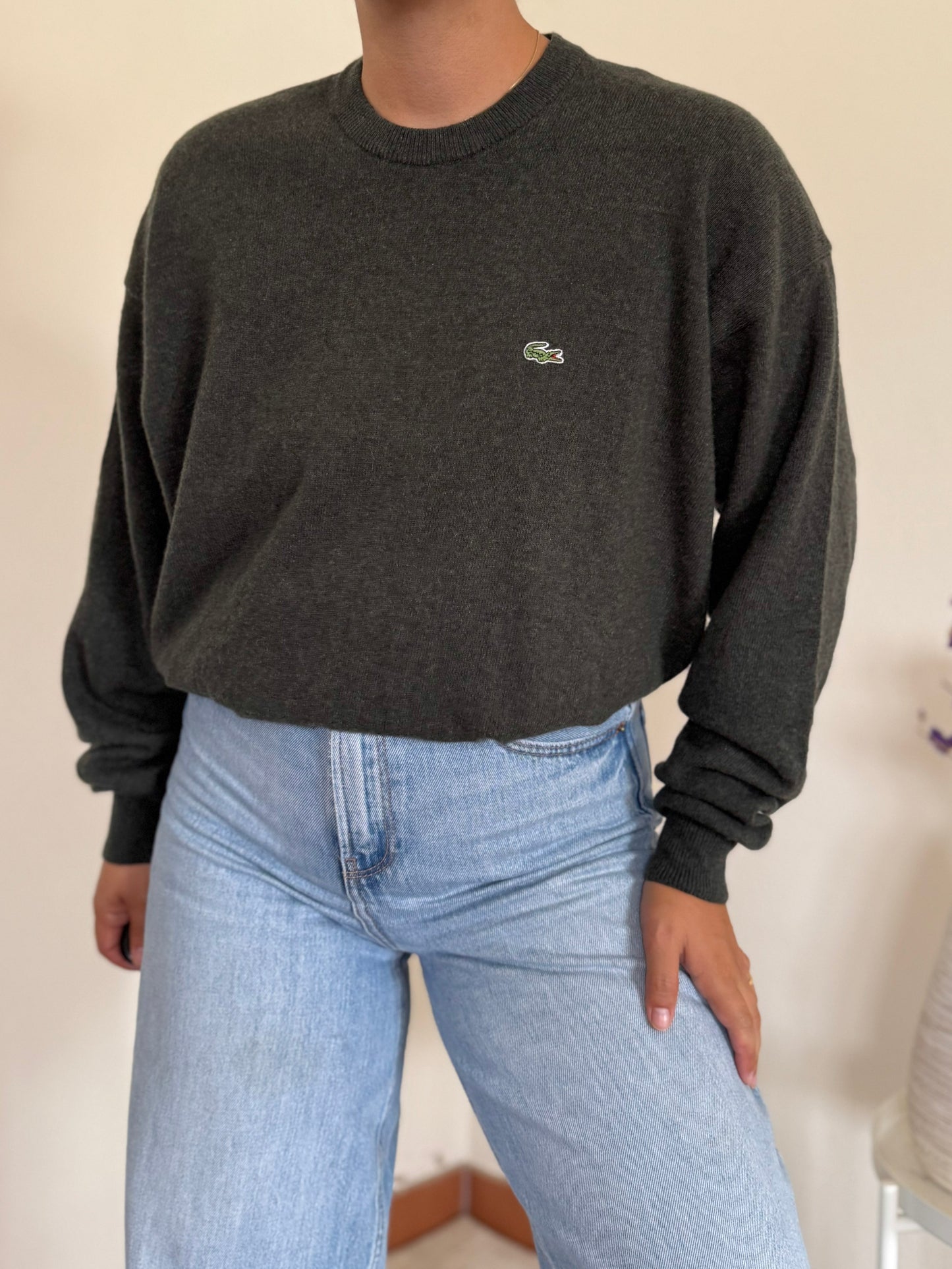 Lacoste Round Neck Knit Sweater 80% Wool