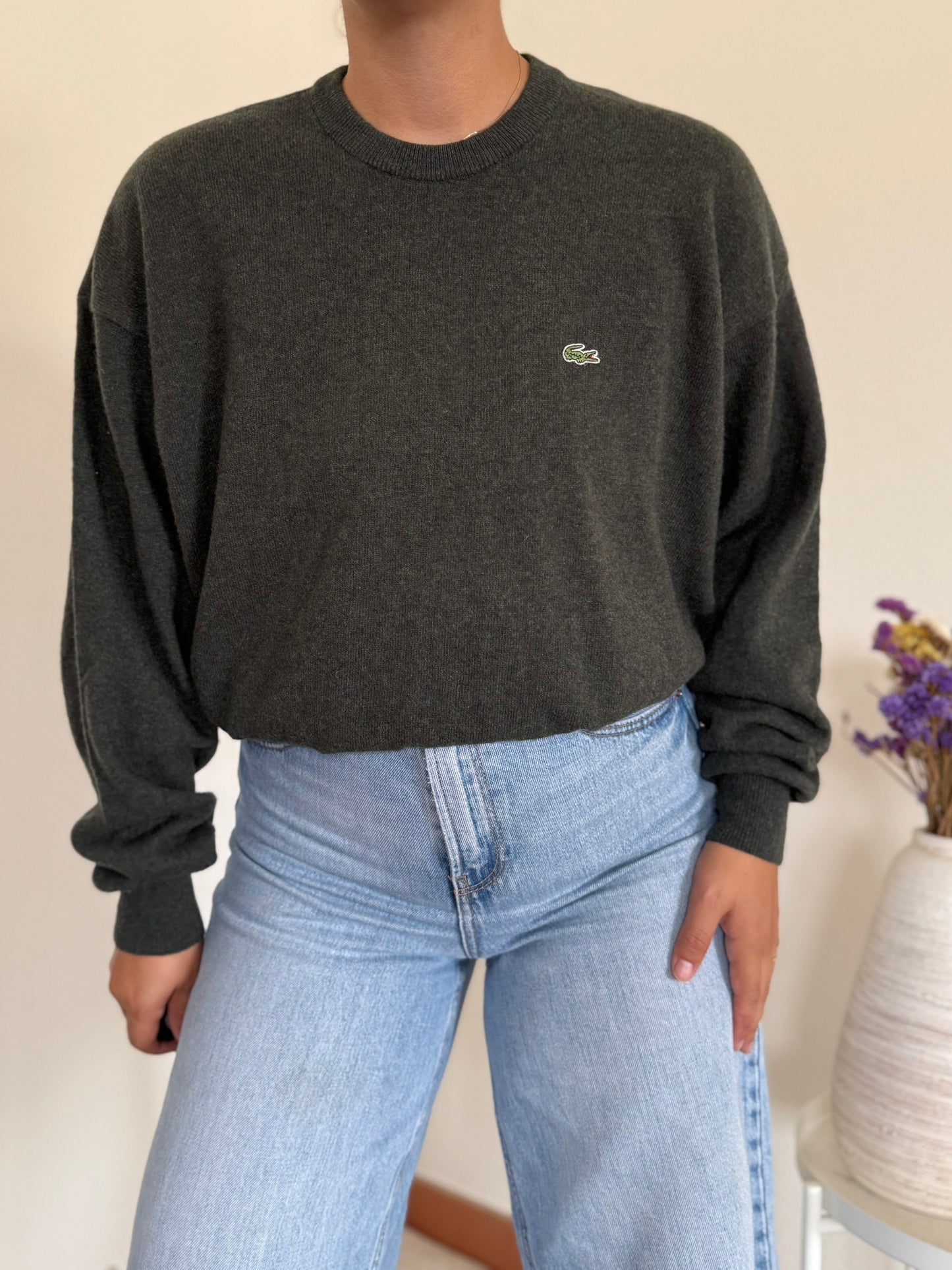 Lacoste Round Neck Knit Sweater 80% Wool