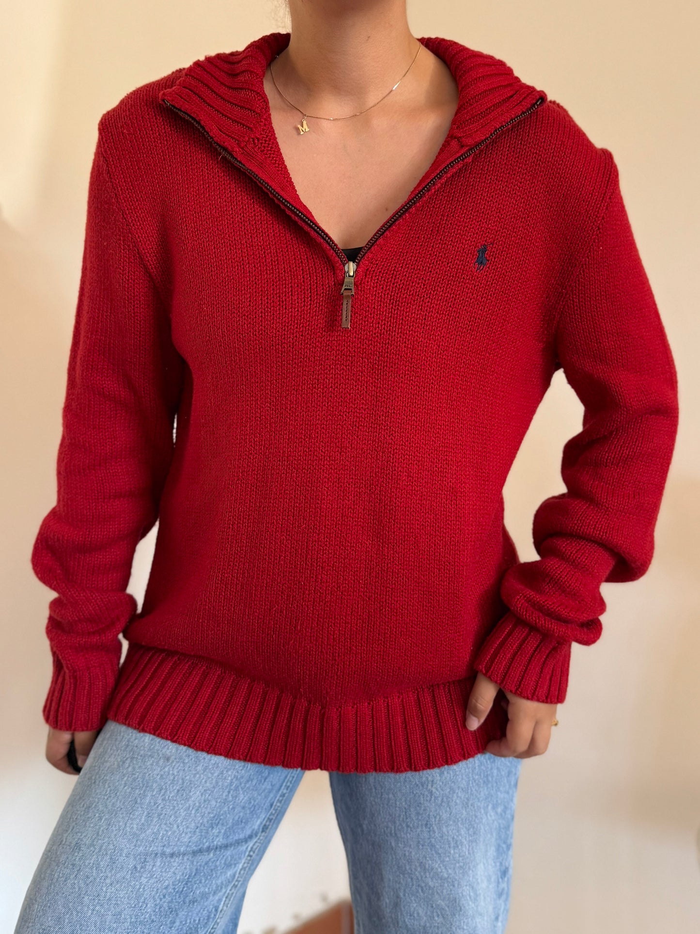 Ralph Lauren 1/4 Zip Neck Knit Sweater