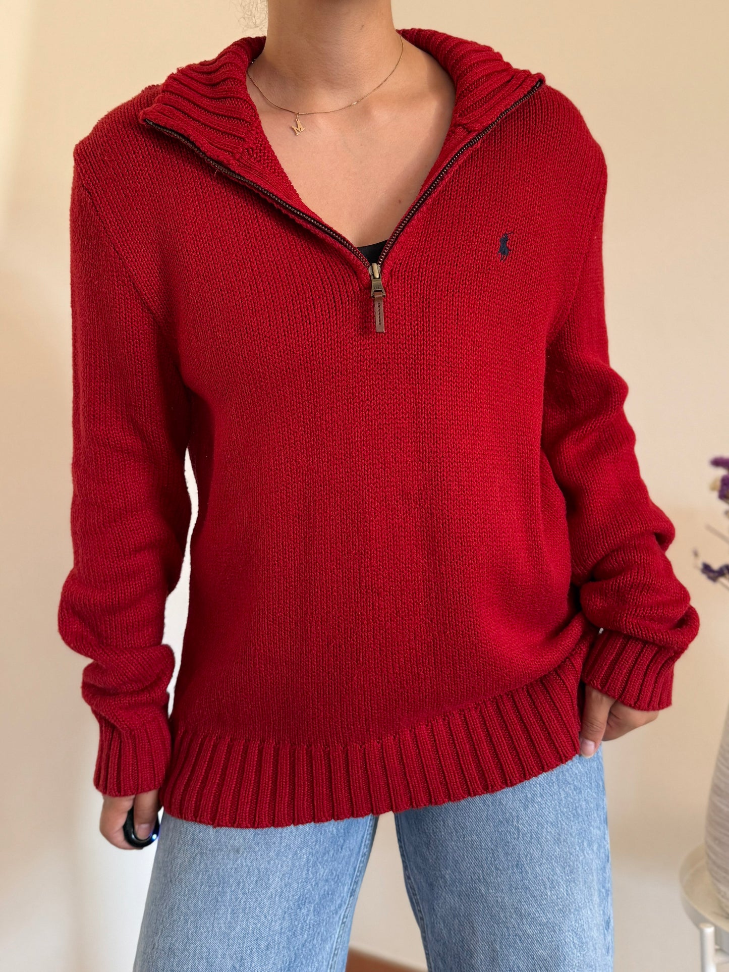 Ralph Lauren 1/4 Zip Neck Knit Sweater