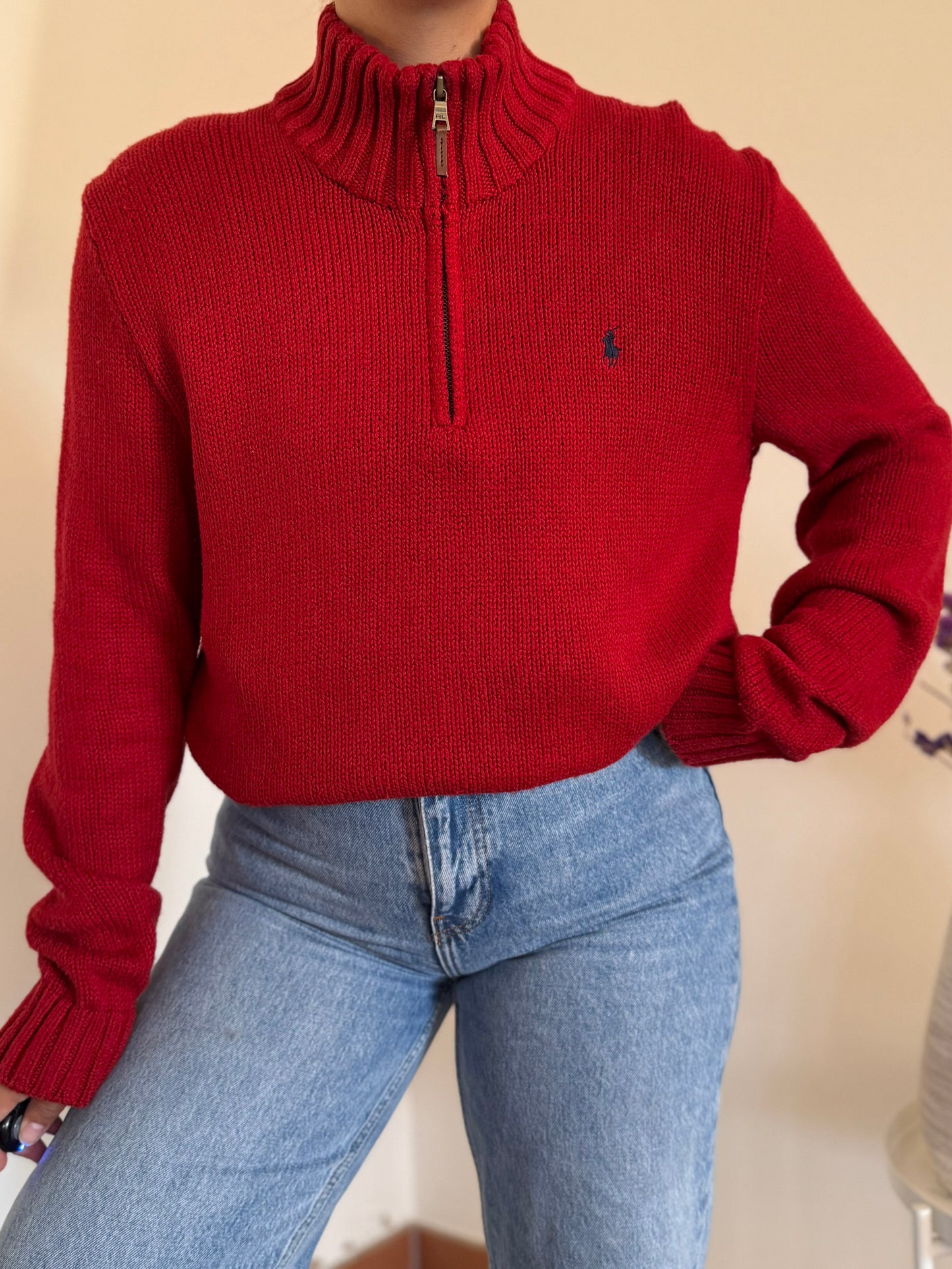 Ralph Lauren 1/4 Zip Neck Knit Sweater