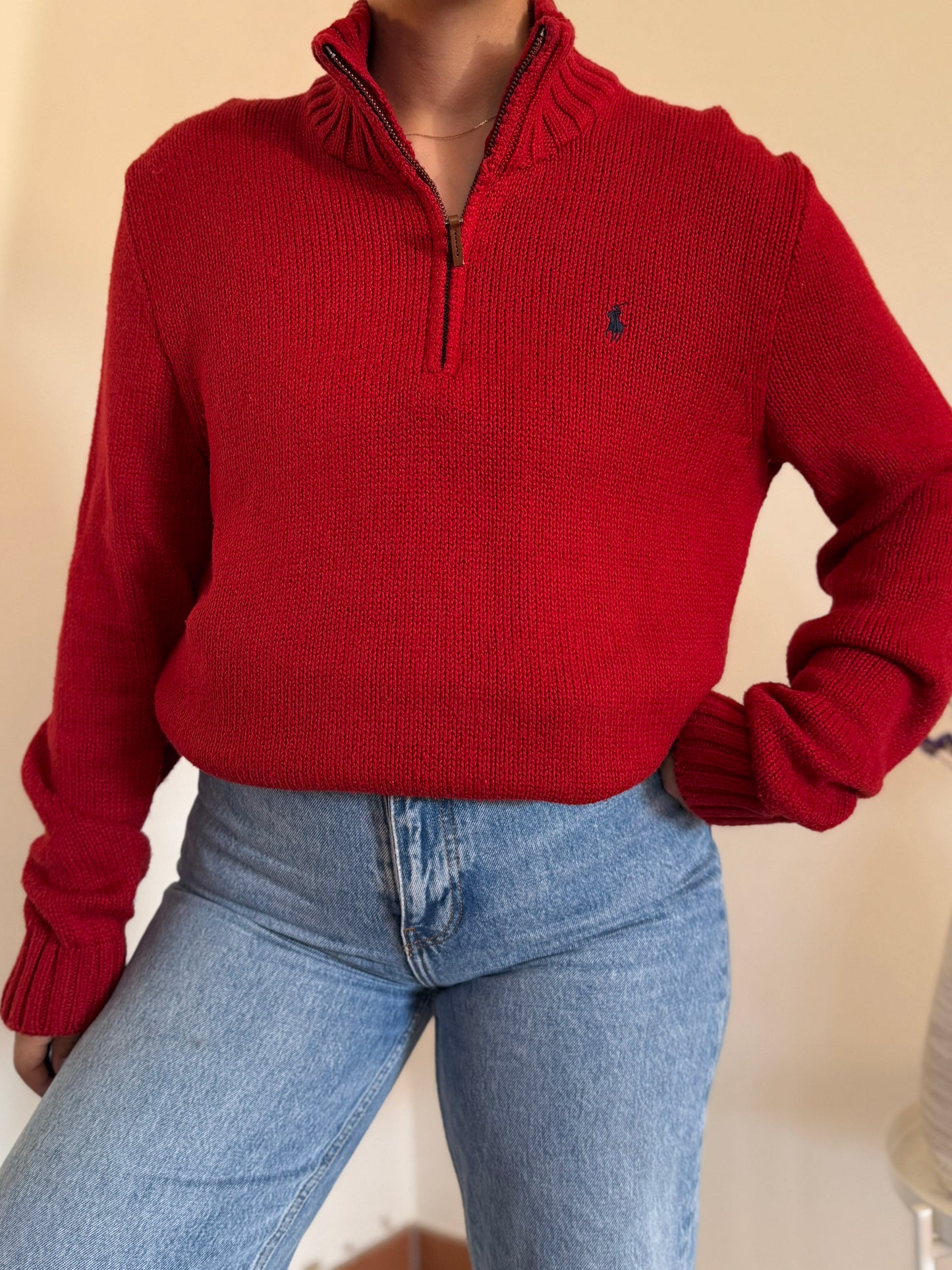 Ralph Lauren 1/4 Zip Neck Knit Sweater