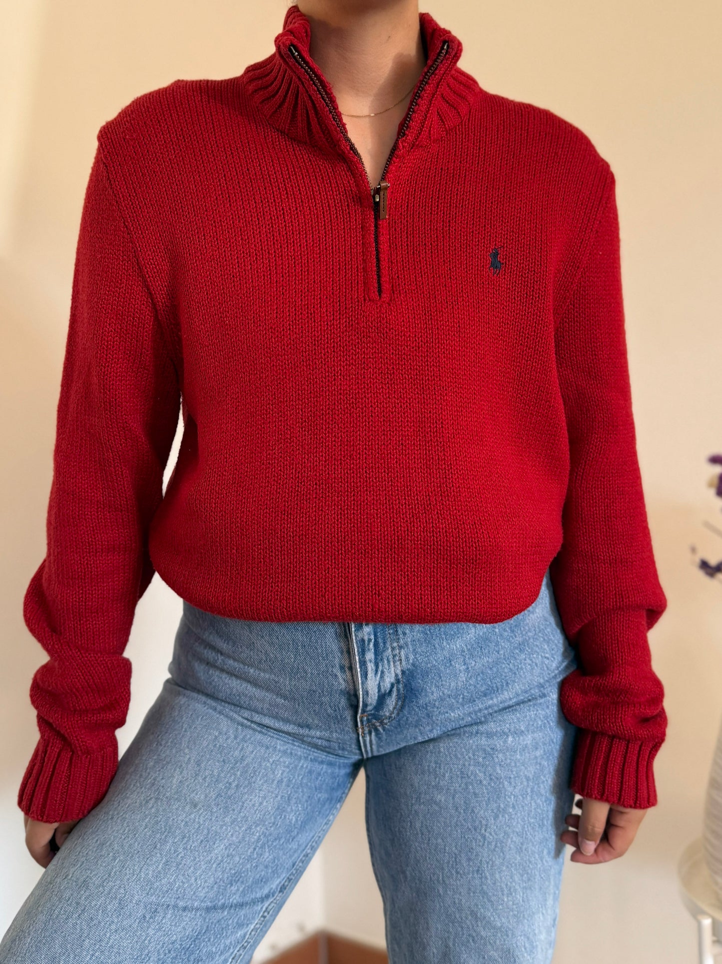 Ralph Lauren 1/4 Zip Neck Knit Sweater