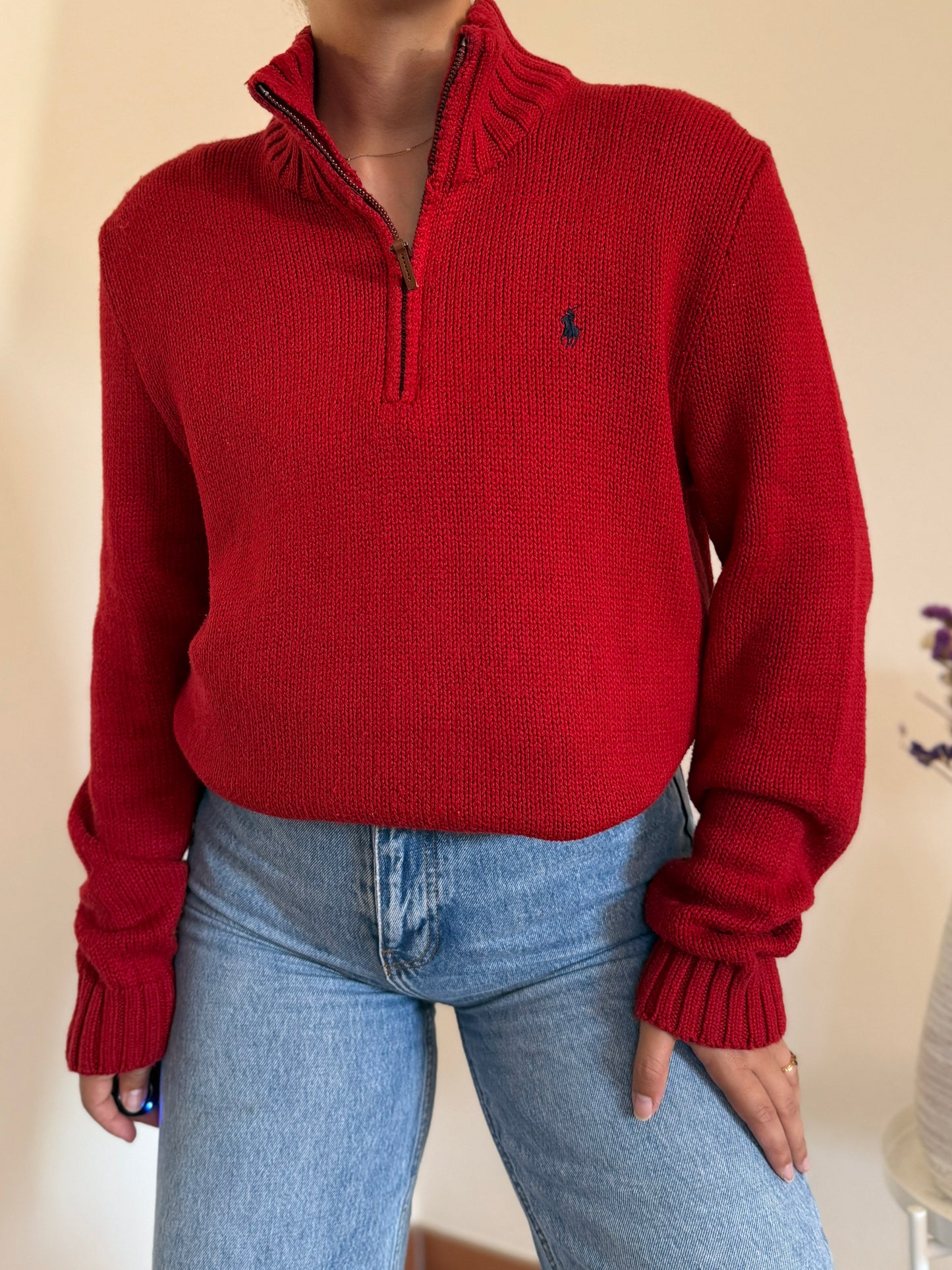 Ralph Lauren 1/4 Zip Neck Knit Sweater