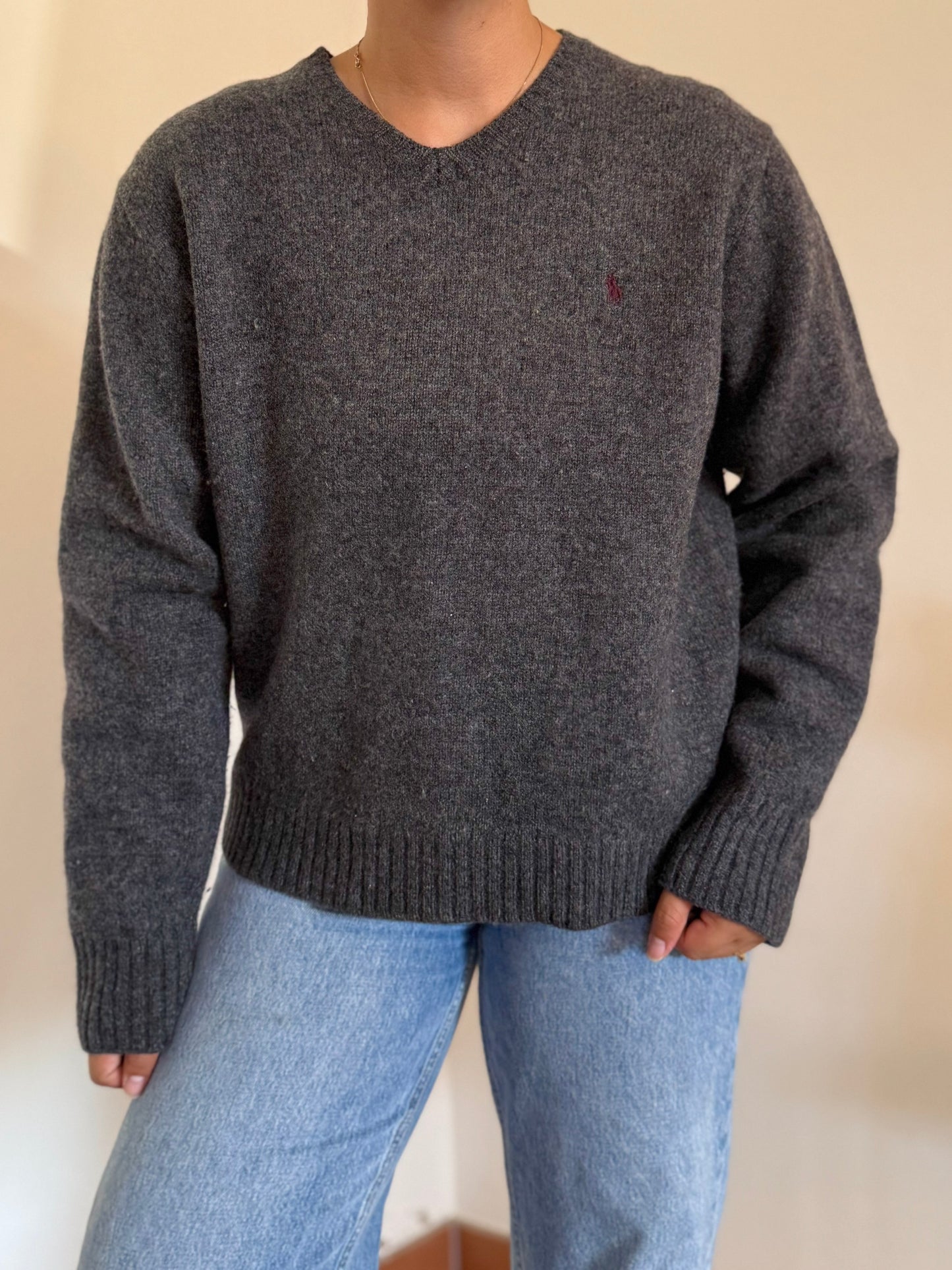 Ralph Lauren V-Neck Knit 100% Lã