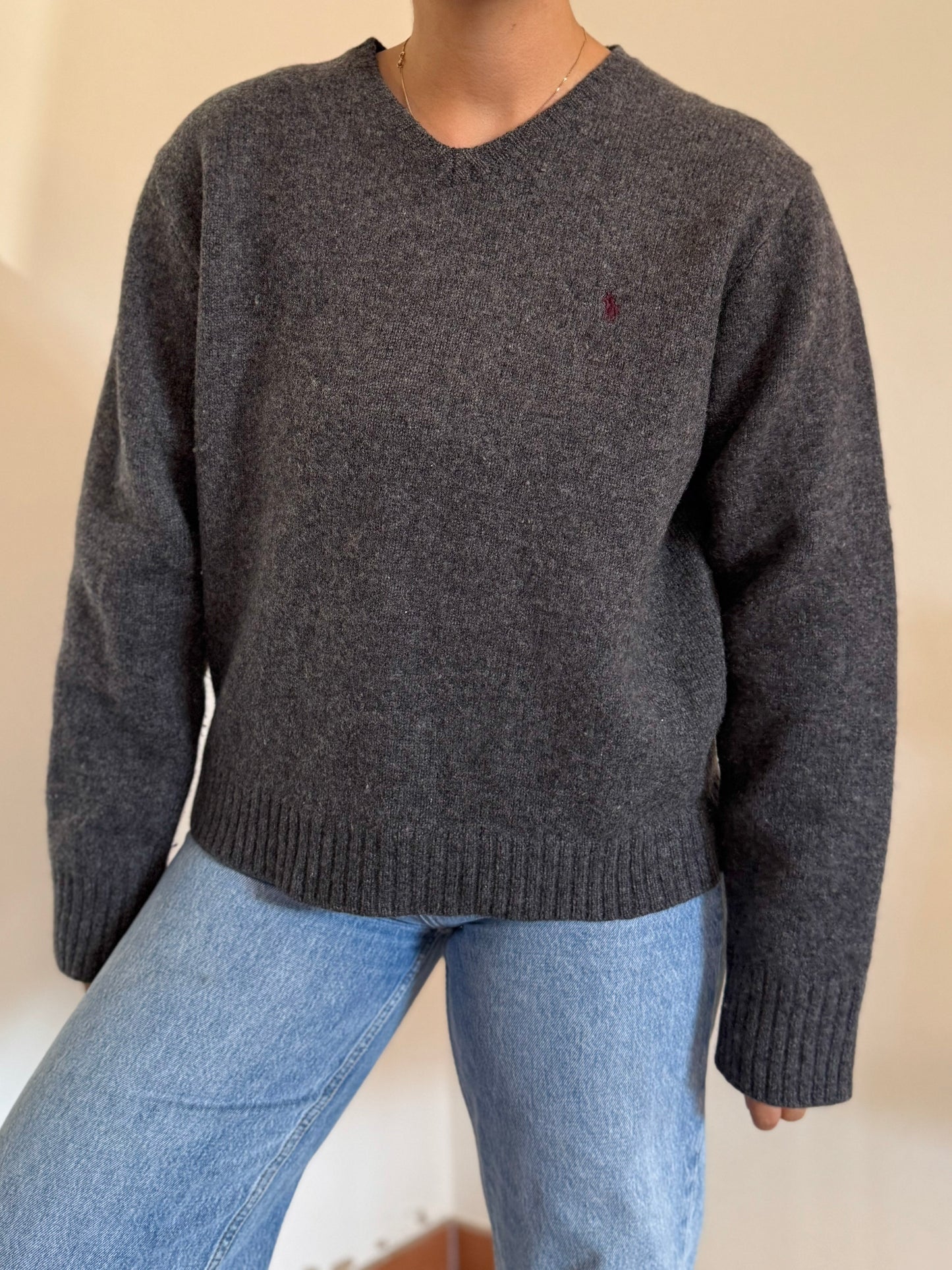 Ralph Lauren V-Neck Knit 100% Lã