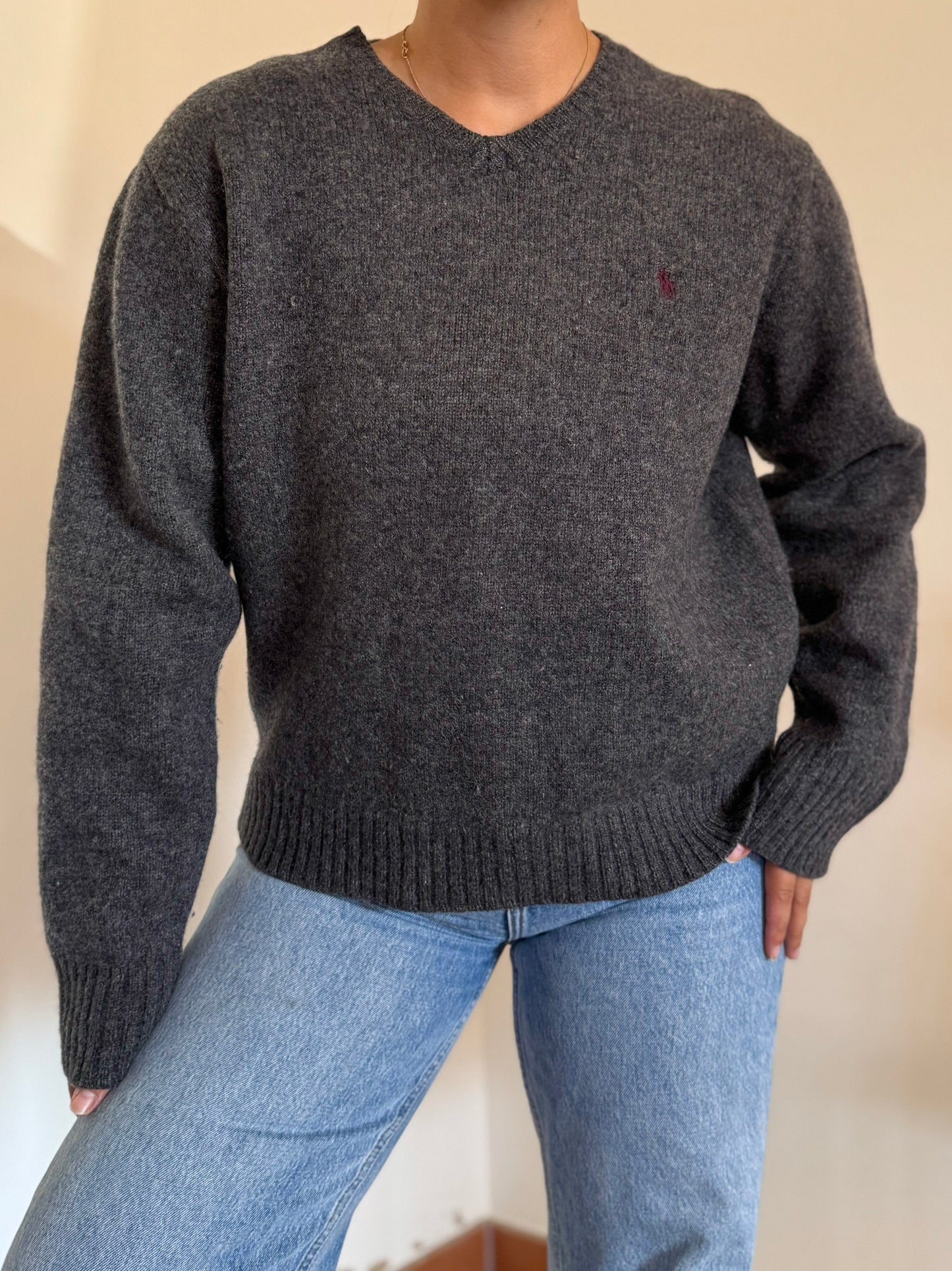 Ralph Lauren V-Neck Knit 100% Lã