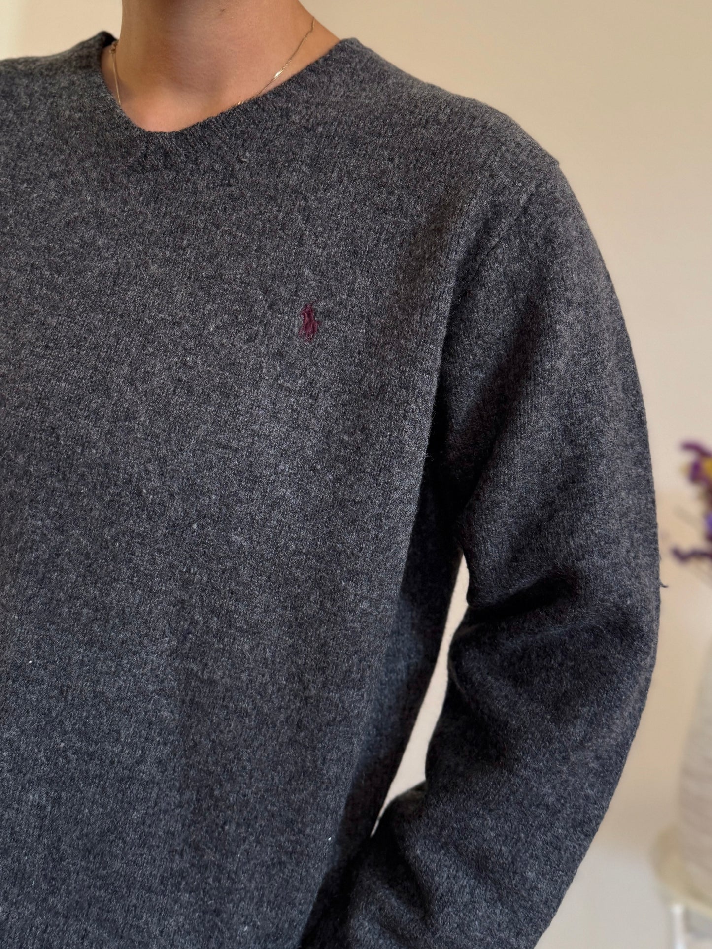 Ralph Lauren V-Neck Knit 100% Lã