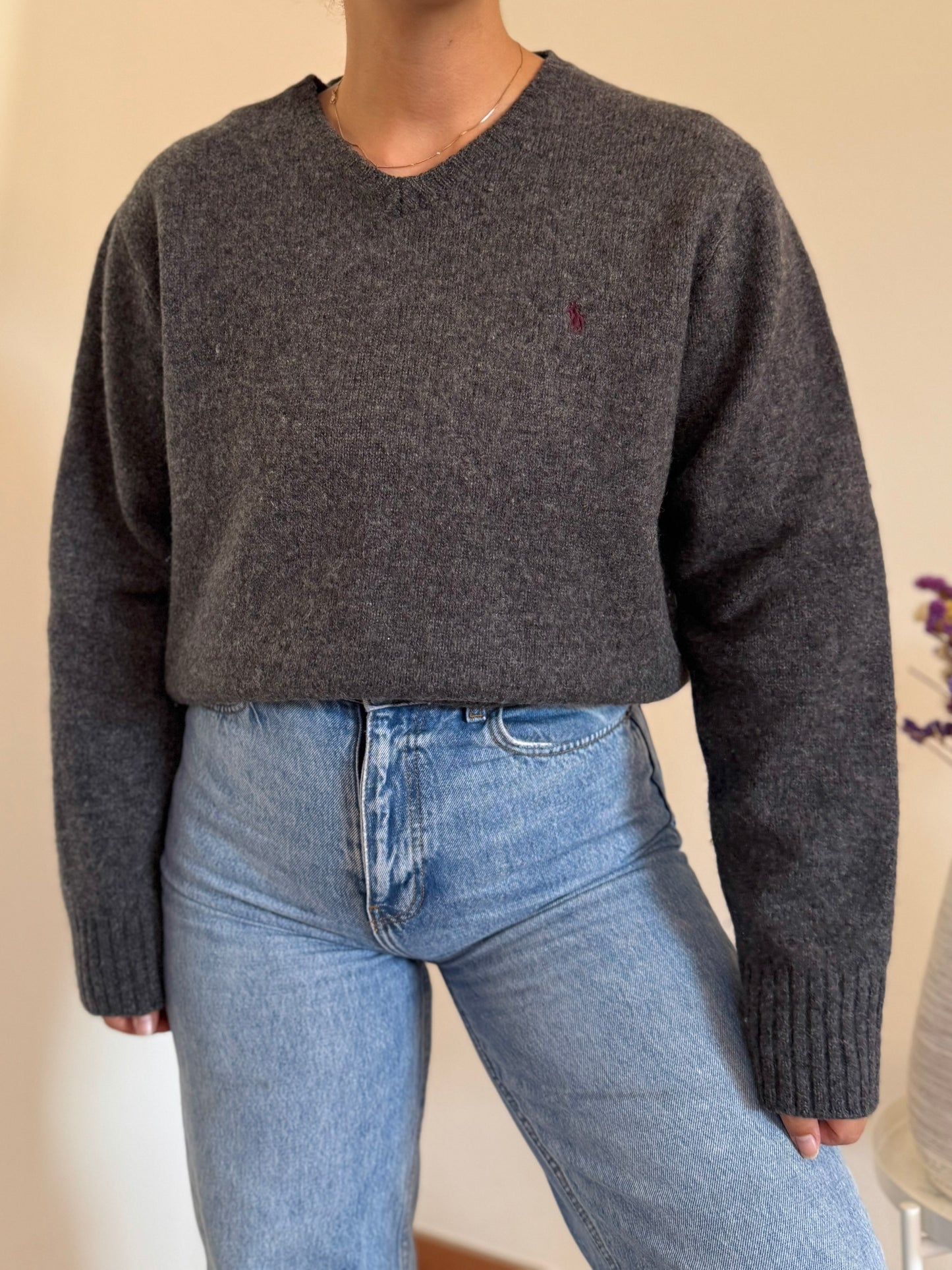 Ralph Lauren V-Neck Knit 100% Lã