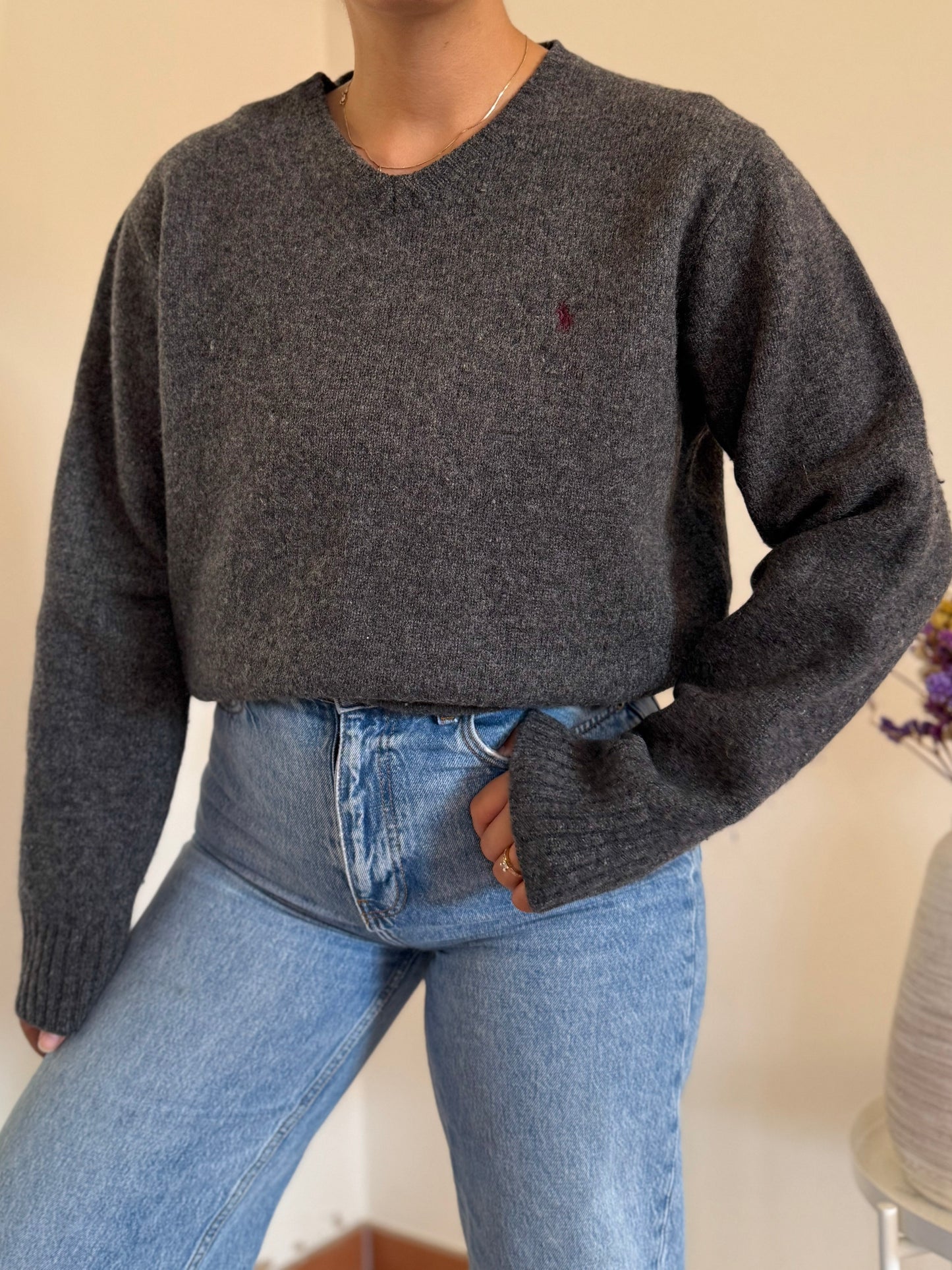 Ralph Lauren V-Neck Knit 100% Lã