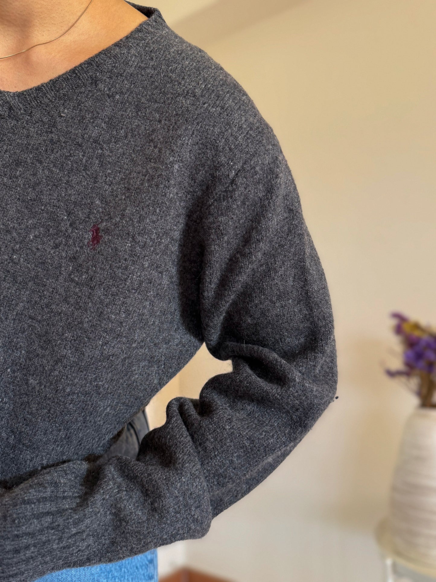 Ralph Lauren V-Neck Knit 100% Lã