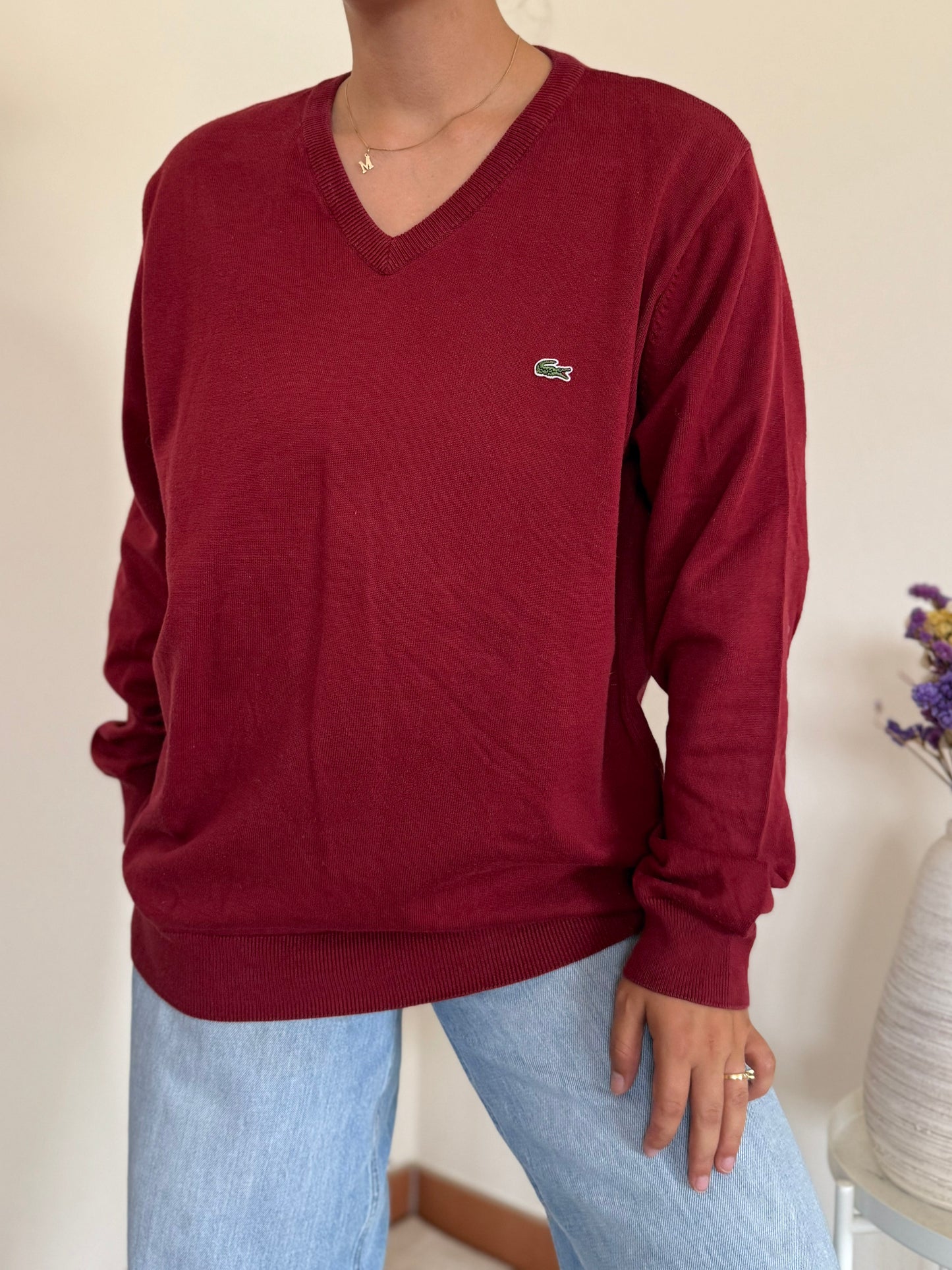 Lacoste V-Neck Sweater 100% Algodão
