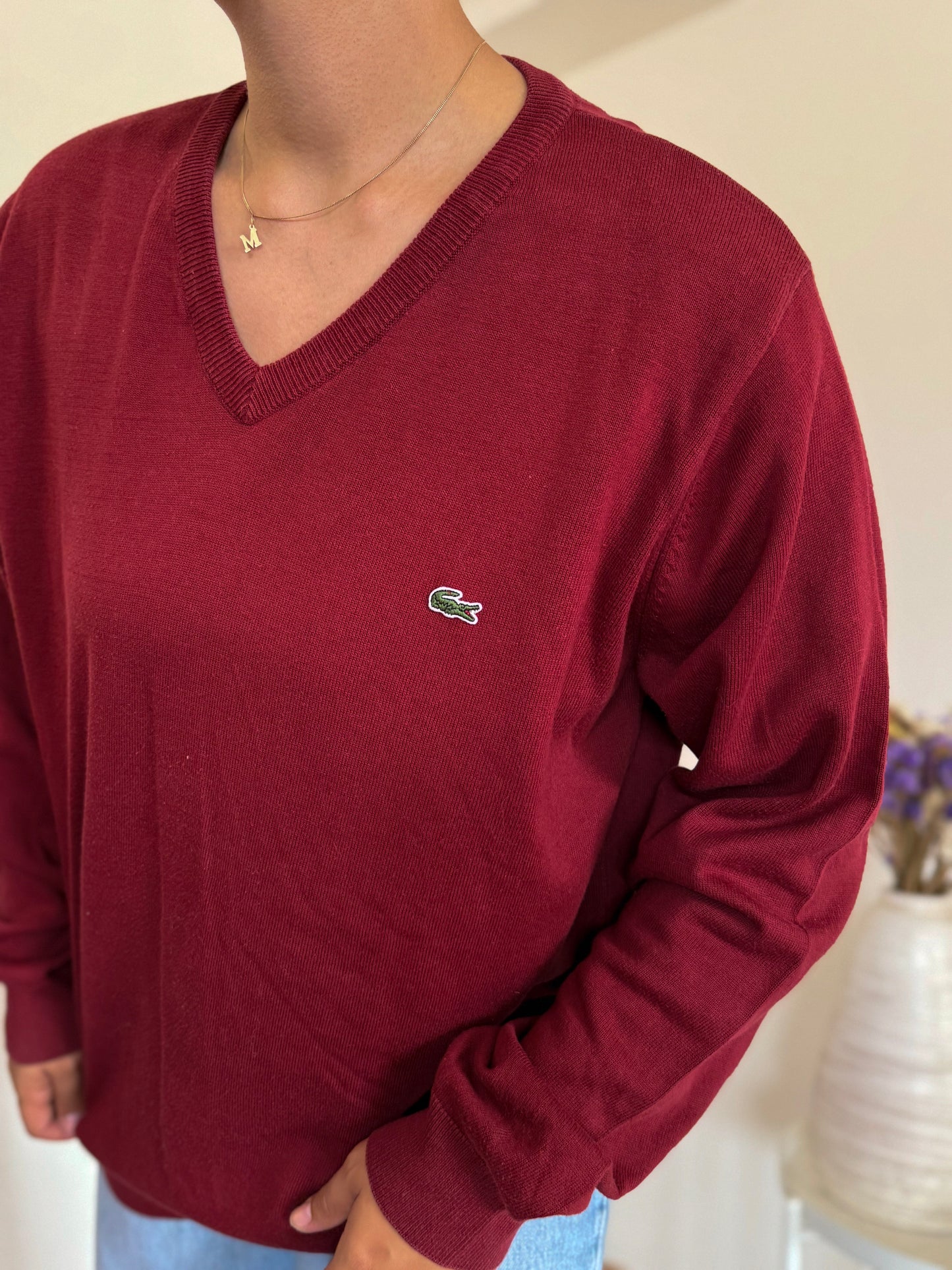 Lacoste V-Neck Sweater 100% Algodão