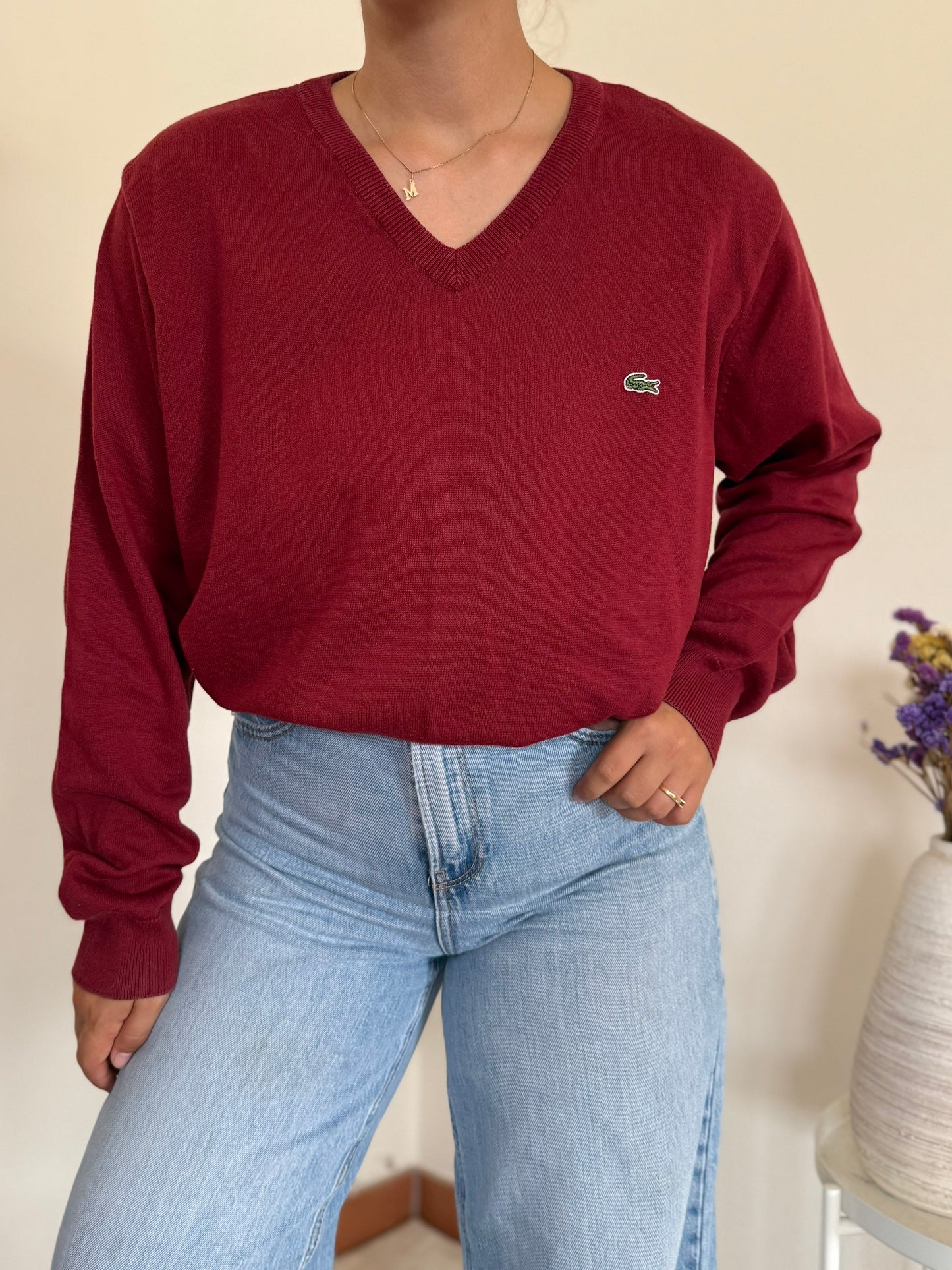 Lacoste V-Neck Sweater 100% Algodão