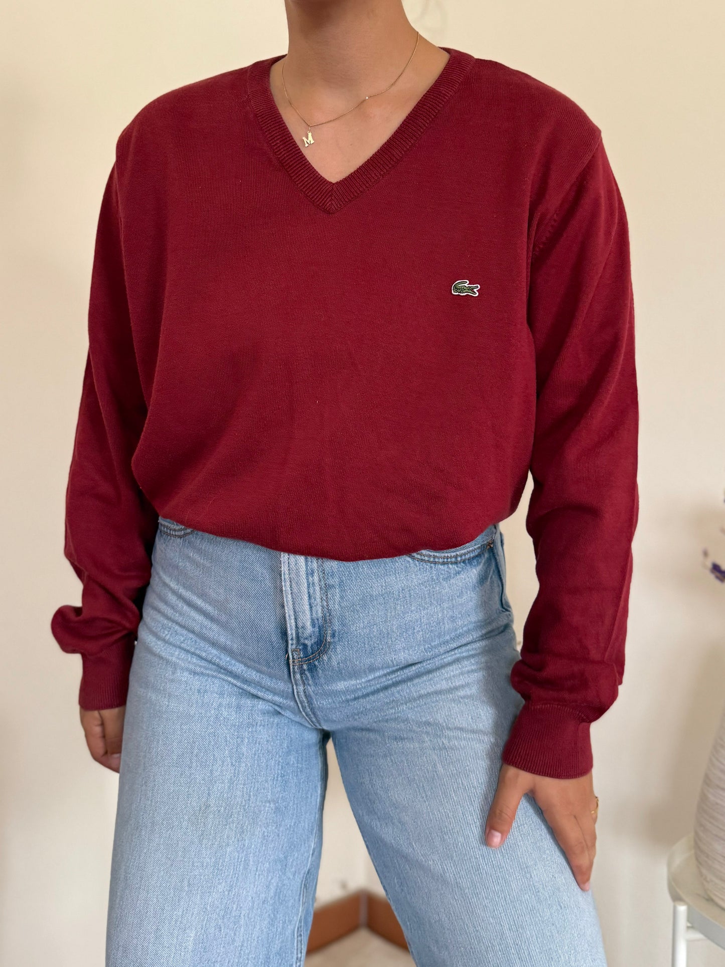 Lacoste V-Neck Sweater 100% Algodão