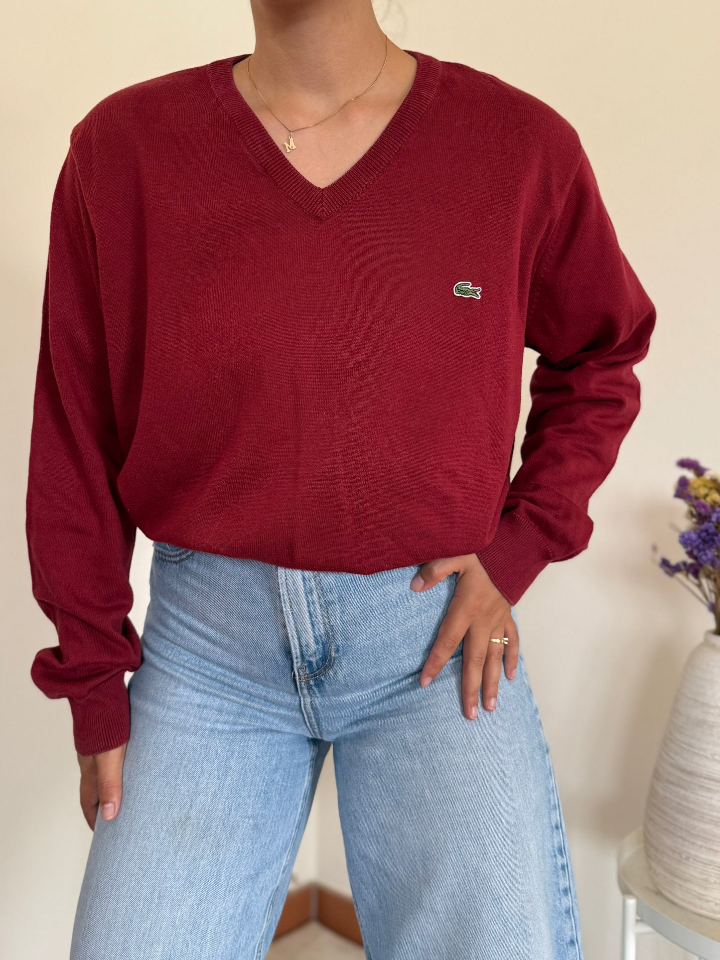Lacoste V-Neck Sweater 100% Algodão