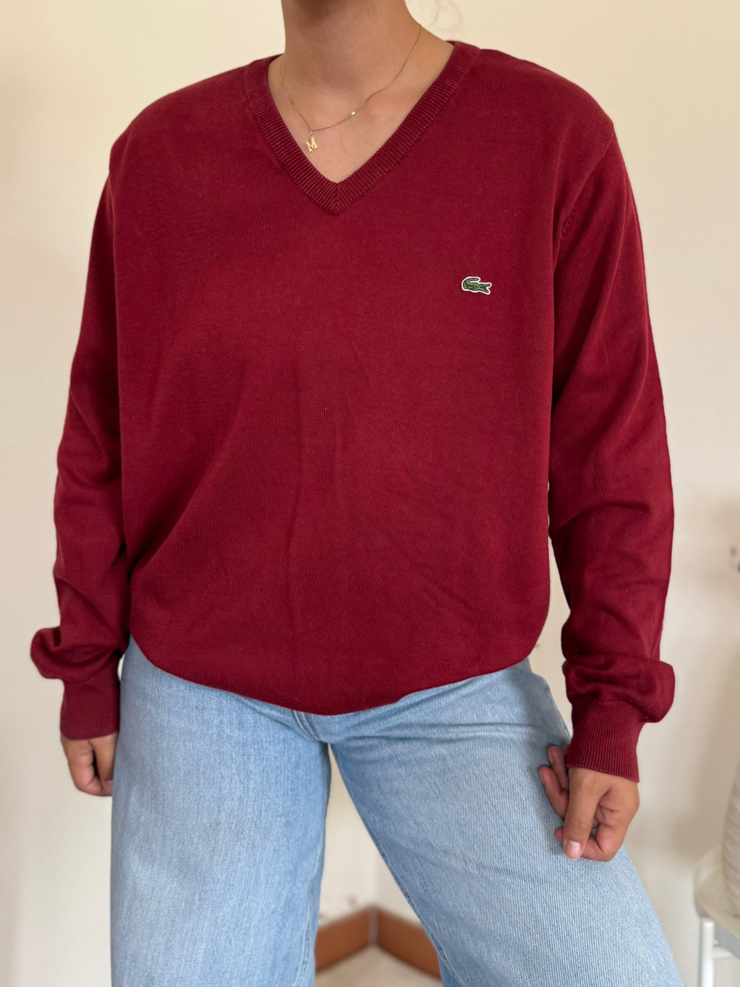 Lacoste V-Neck Sweater 100% Algodão