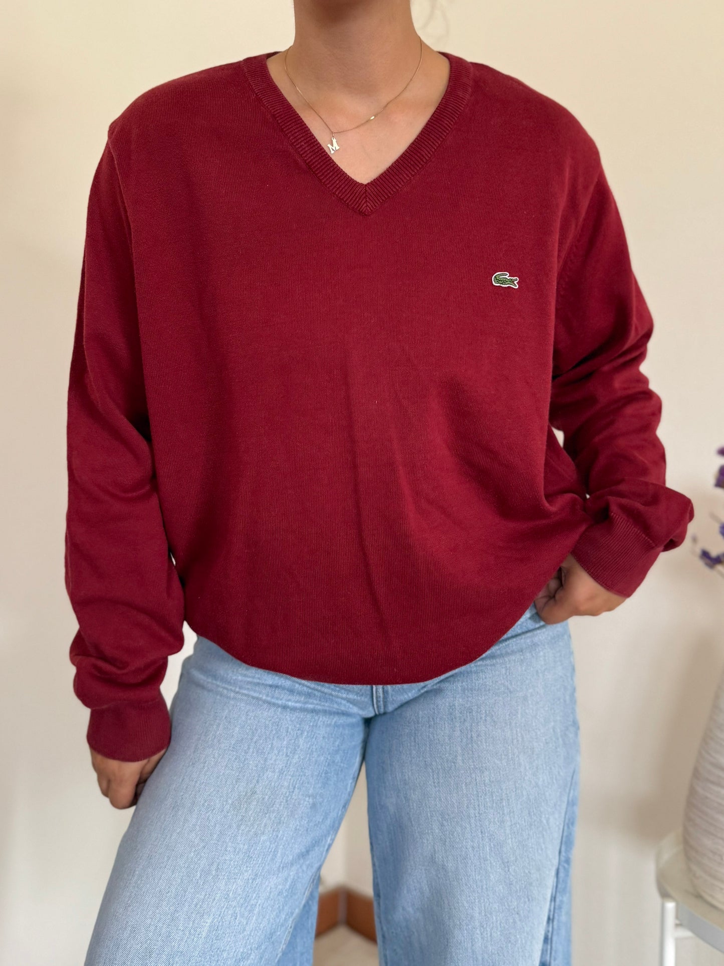 Lacoste V-Neck Sweater 100% Algodão