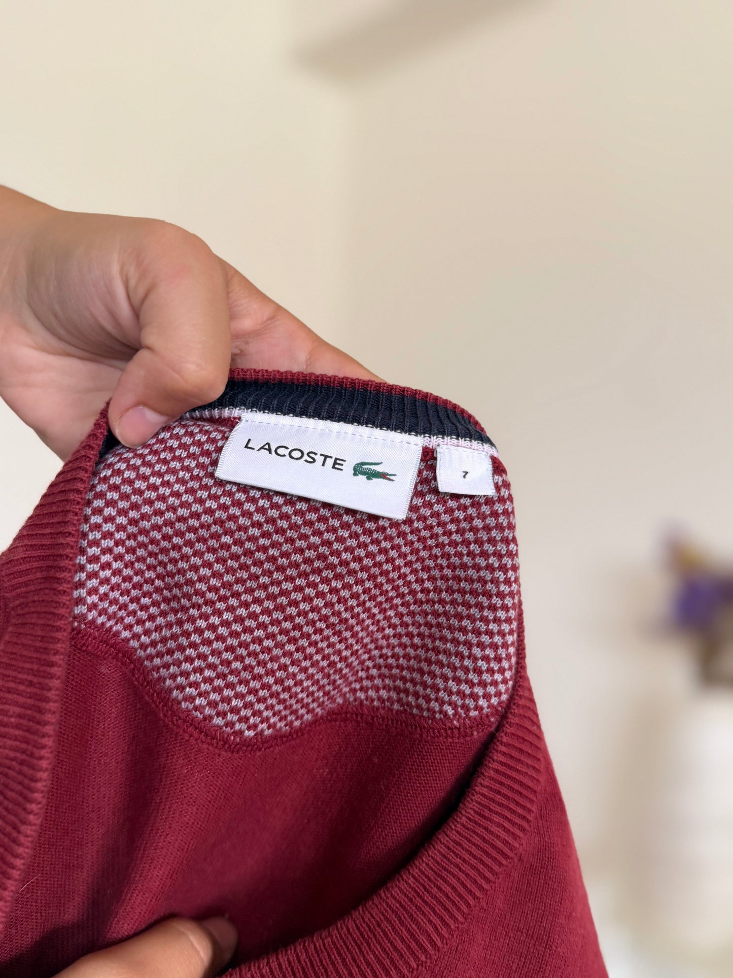 Lacoste V-Neck Sweater 100% Algodão