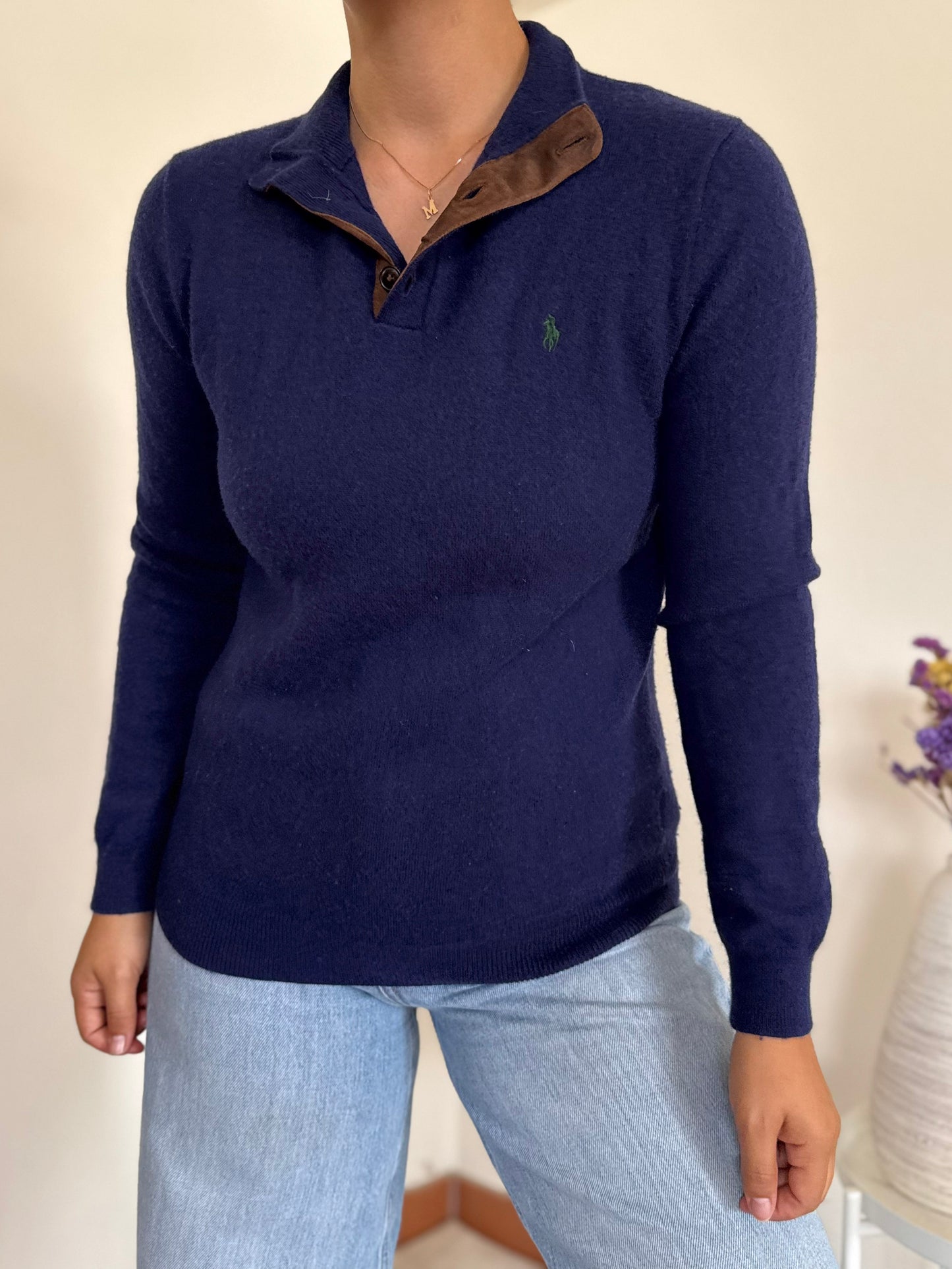 Ralph Lauren V-Neck Knit Sweater 100% Wool
