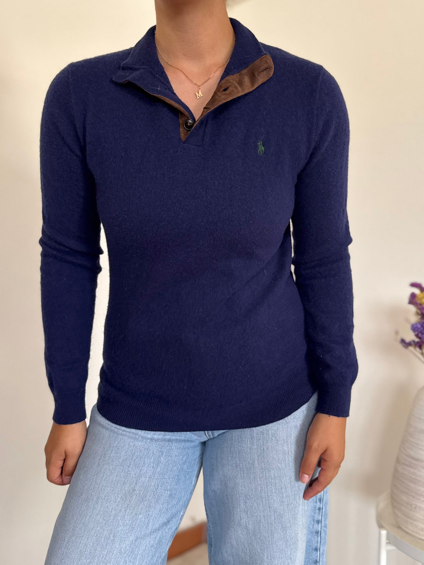 Ralph Lauren V-Neck Knit Sweater 100% Wool