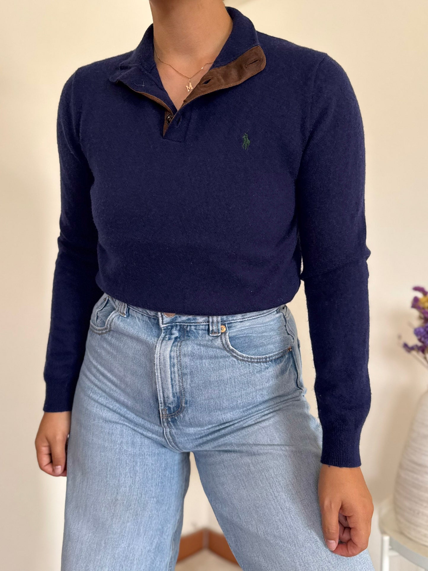 Ralph Lauren V-Neck Knit Sweater 100% Wool
