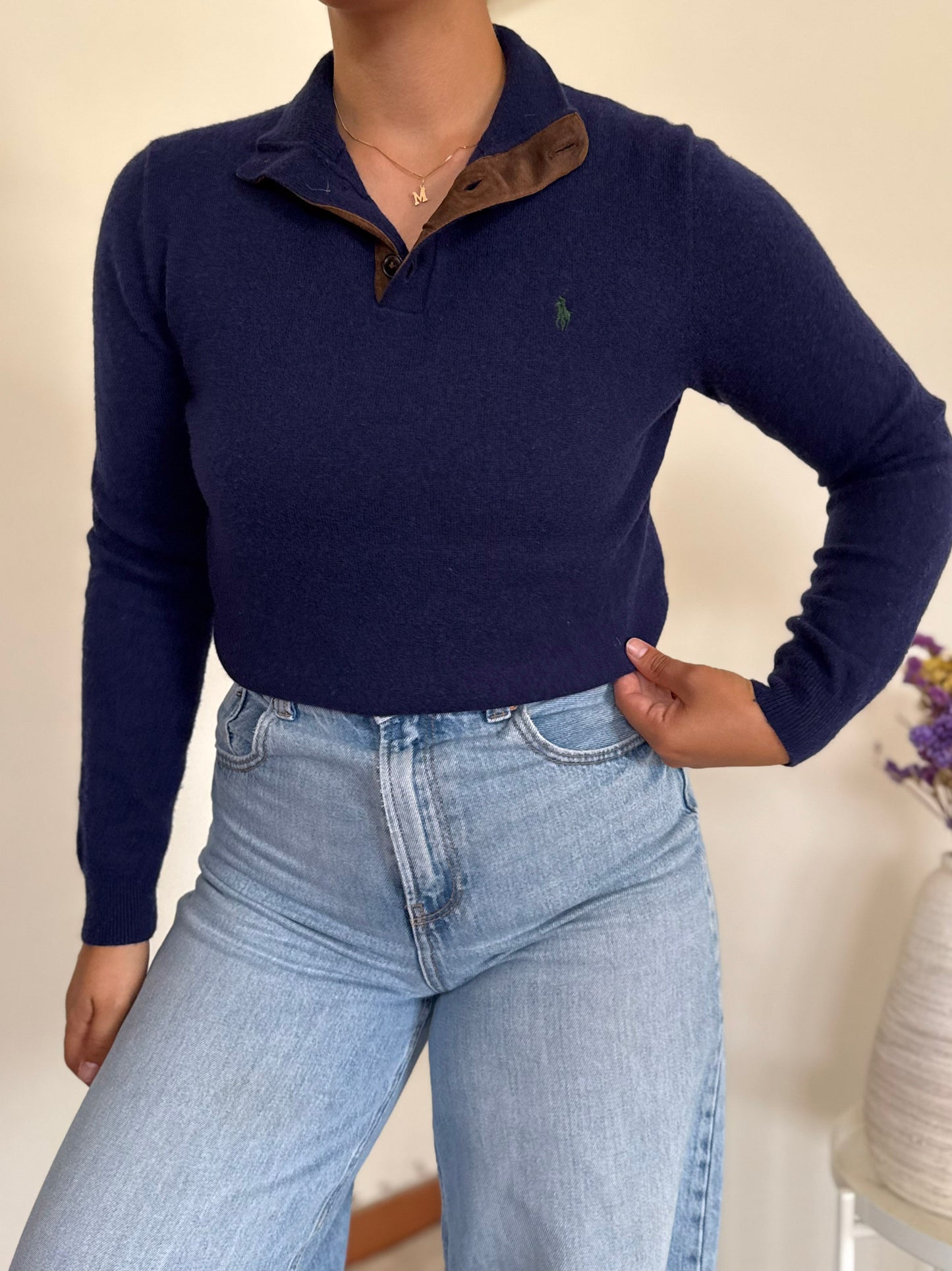Ralph Lauren V-Neck Knit Sweater 100% Wool