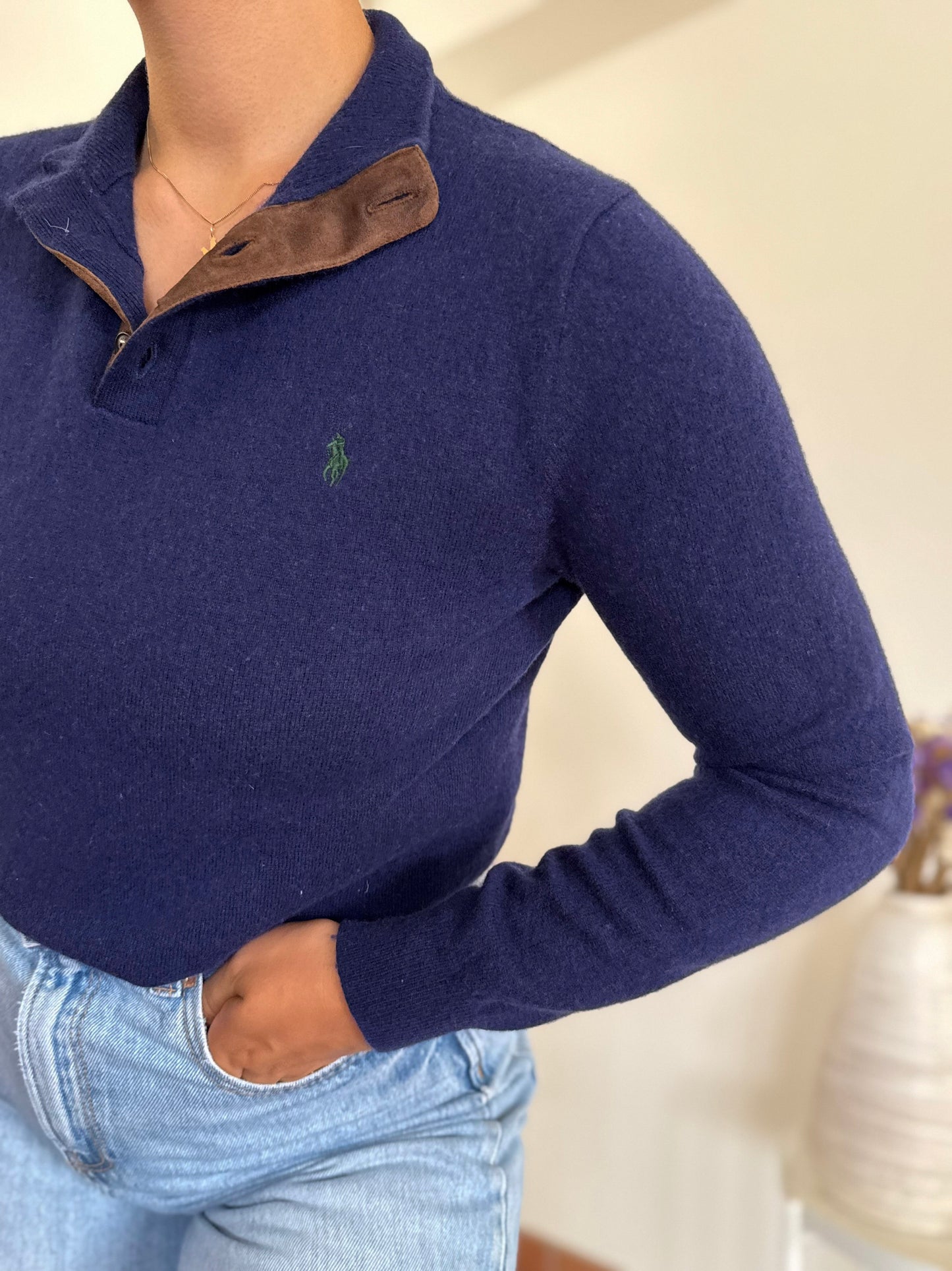 Ralph Lauren V-Neck Knit Sweater 100% Wool