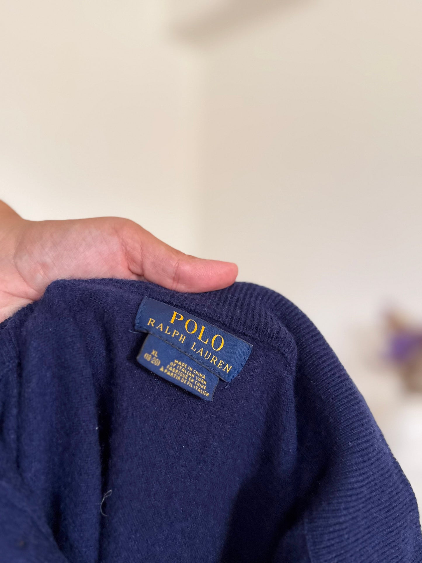 Ralph Lauren V-Neck Knit Sweater 100% Wool