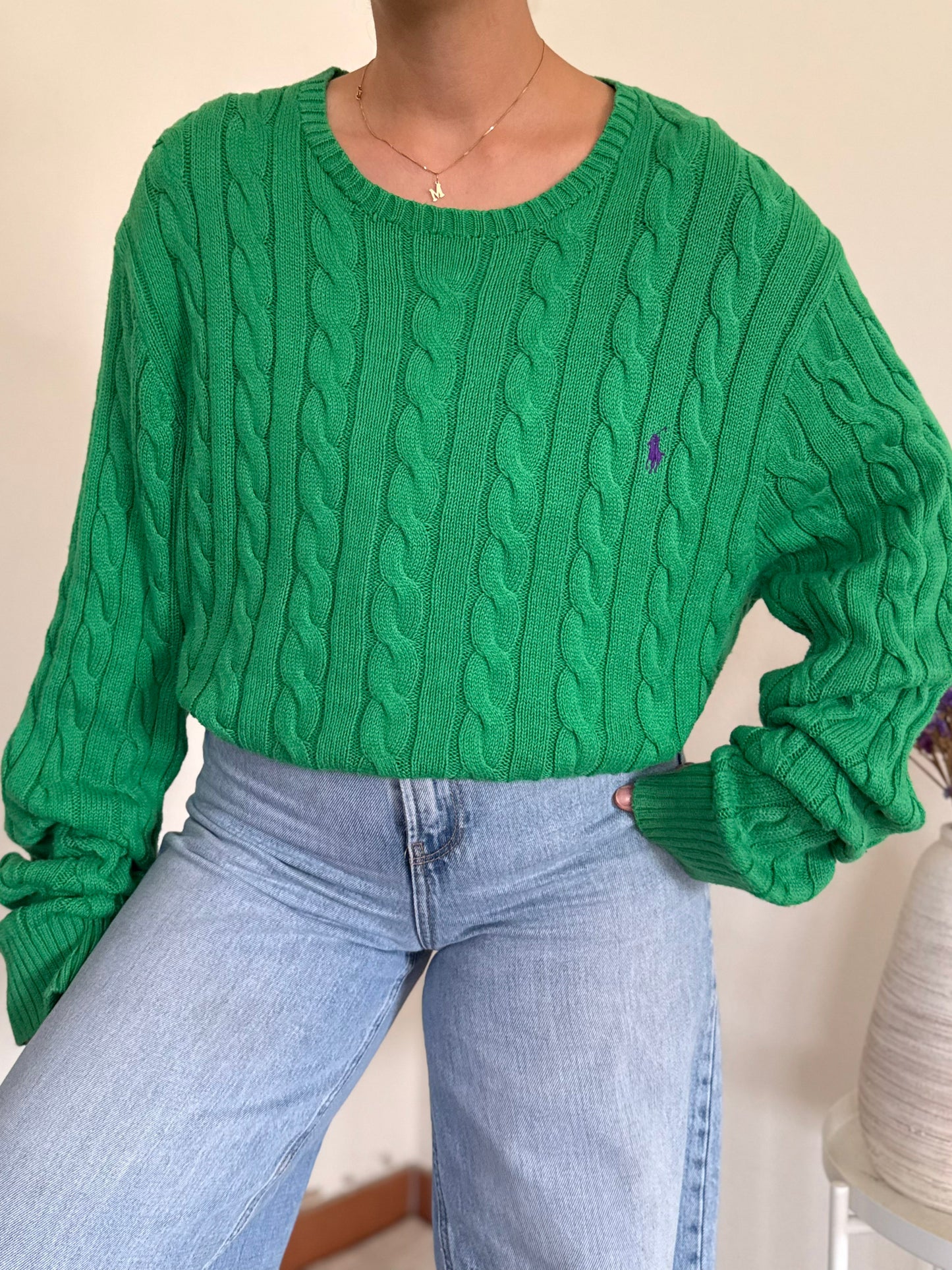 Ralph Lauren Cable Knit Round Neck Sweater