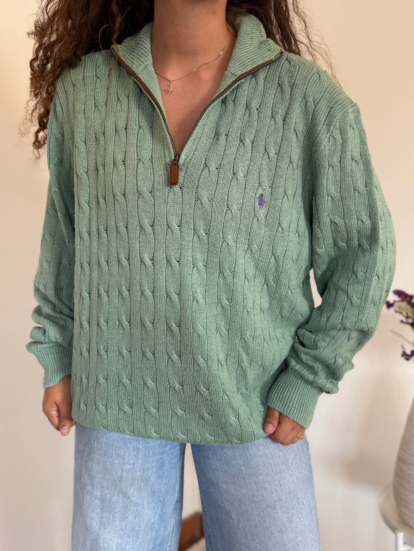 Camisola 1/4 zip neck cable knit Ralph Lauren