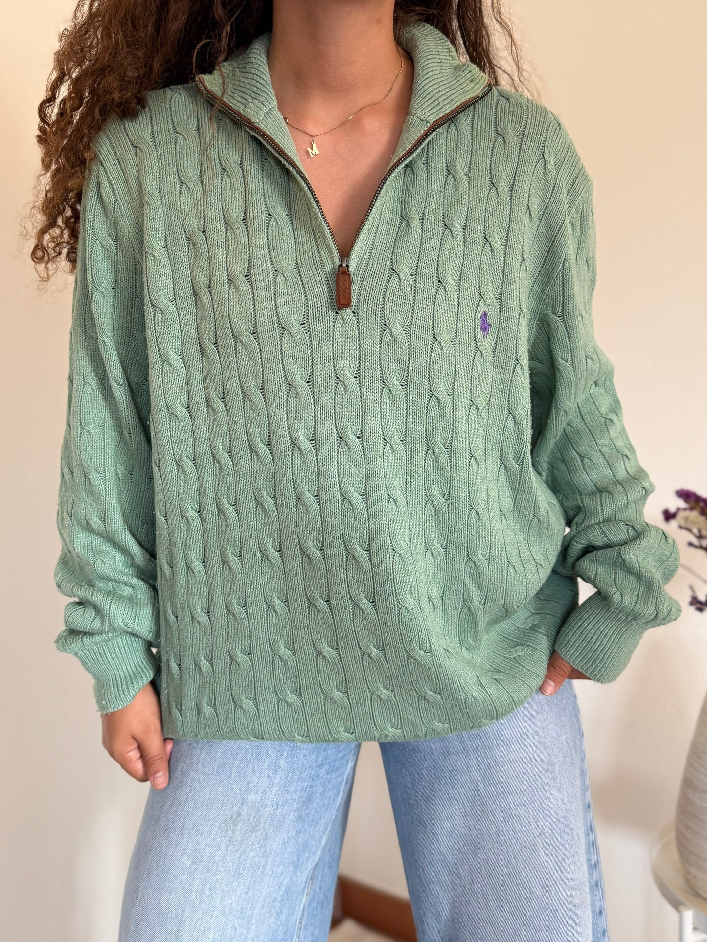 Camisola 1/4 zip neck cable knit Ralph Lauren