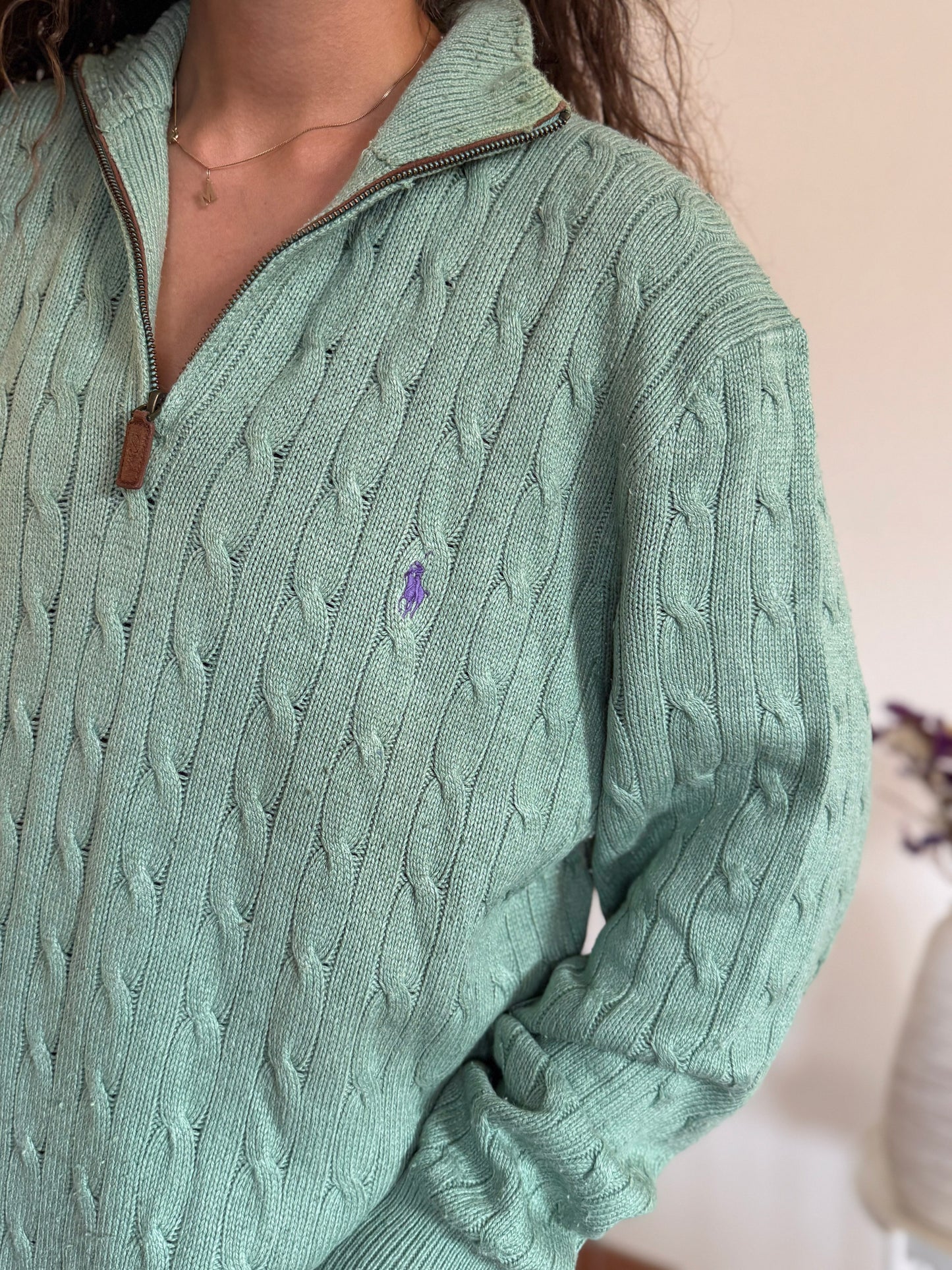 Camisola 1/4 zip neck cable knit Ralph Lauren