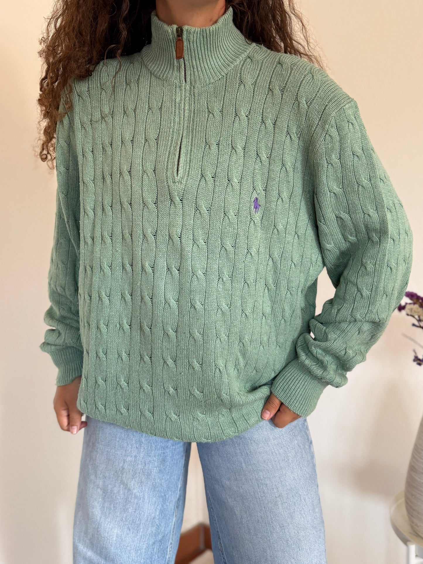 Camisola 1/4 zip neck cable knit Ralph Lauren