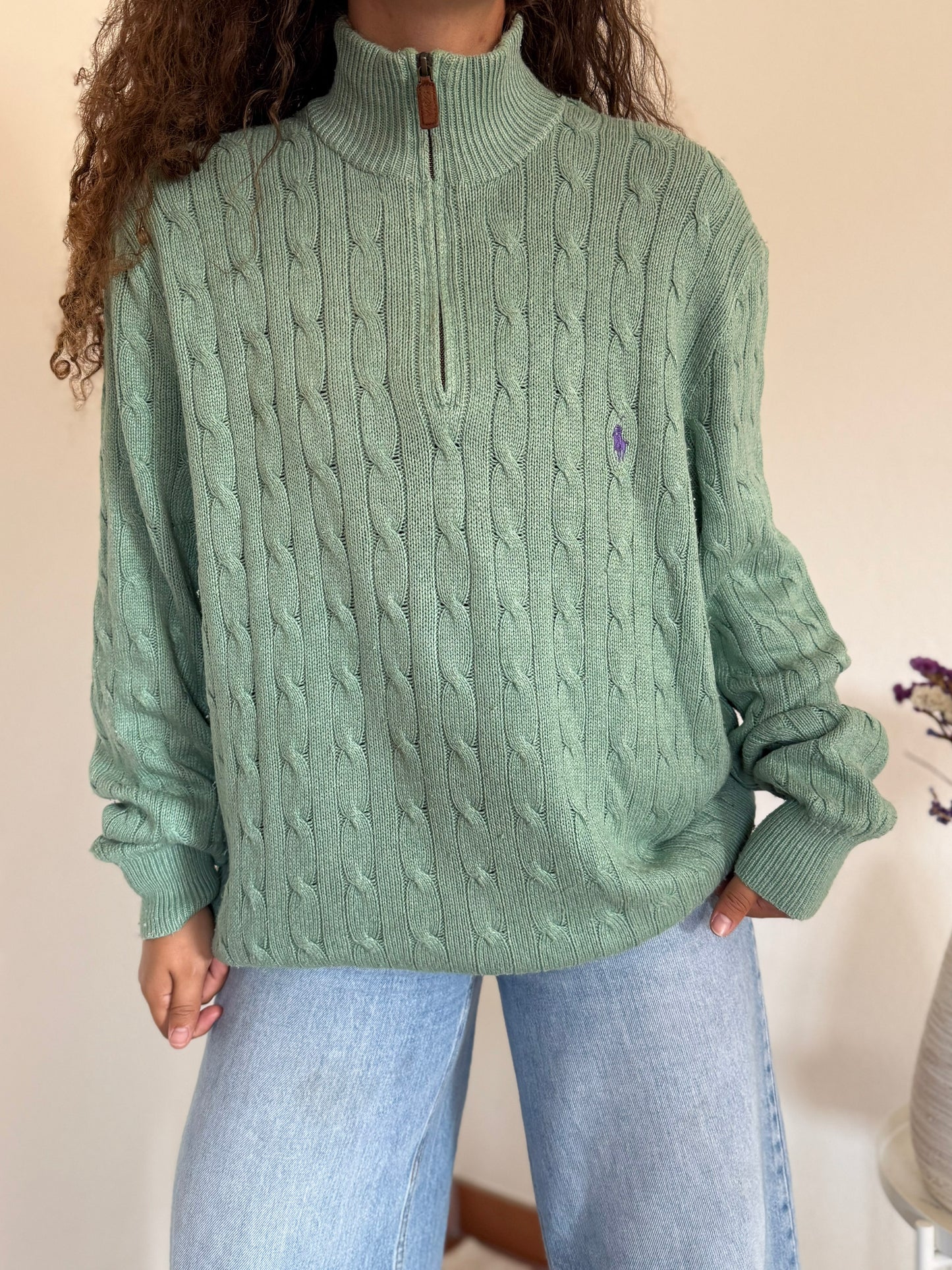 Camisola 1/4 zip neck cable knit Ralph Lauren