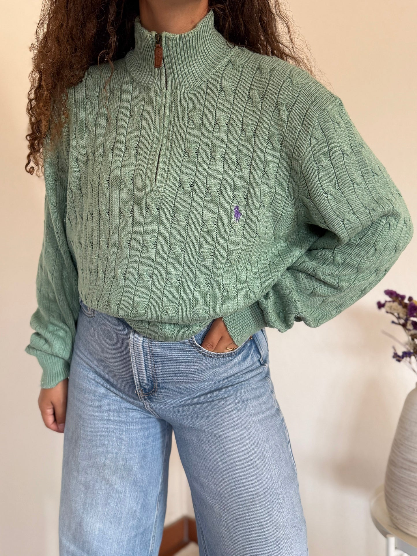 Camisola 1/4 zip neck cable knit Ralph Lauren