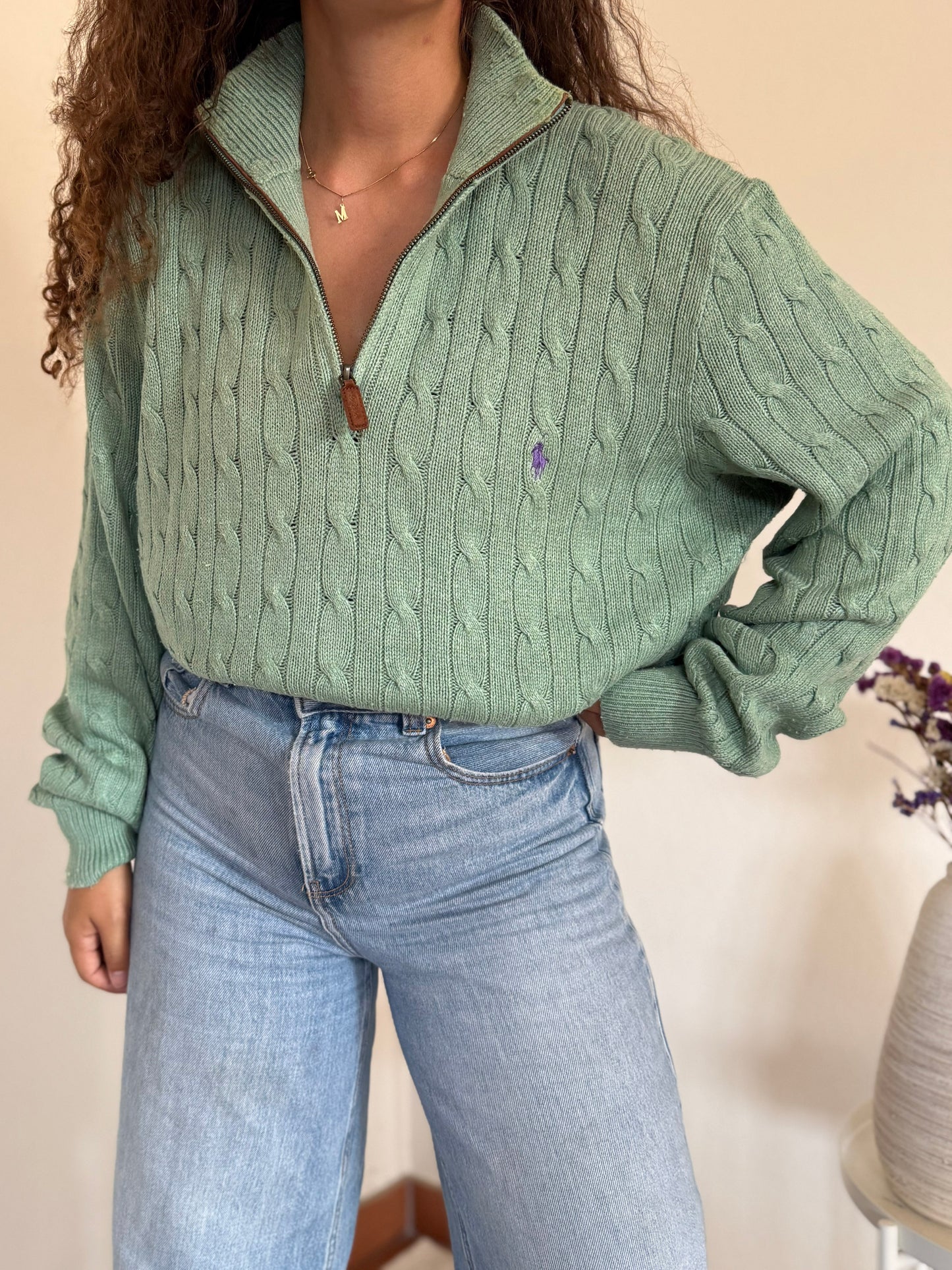 Camisola 1/4 zip neck cable knit Ralph Lauren